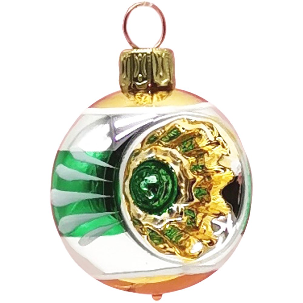 Schatzhauser Weihnachtsbaumkugel Retro Mini Reflexkugel St), (1 mundgeblasen, silber/grün/gold handbemalt 4cm Ø