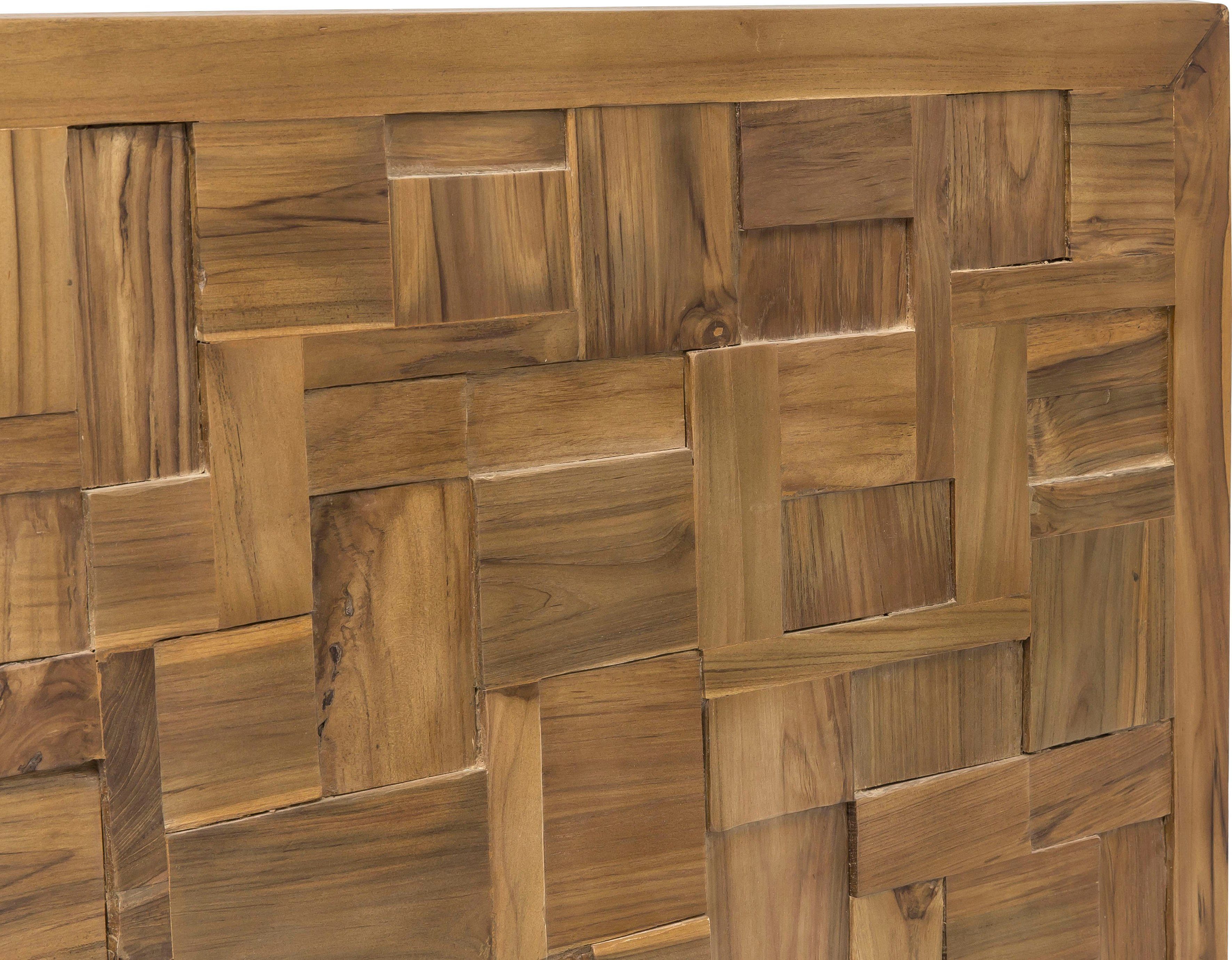 SIT Kopfteil Bett-Kopfteil Teak Mosaik Massivholz Wandpaneel Design, Teak Massivholz Kopfteil im Mosaikmuster einzigartiges Design