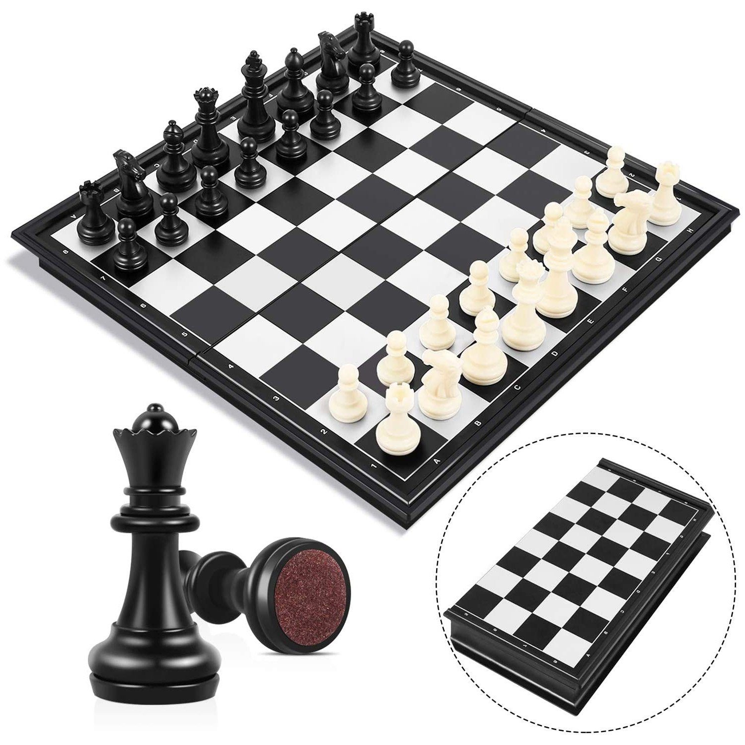 Schachspiel 2 in 1 Schach magnetisch Metall Schachfiguren Schachbrett klappbar 