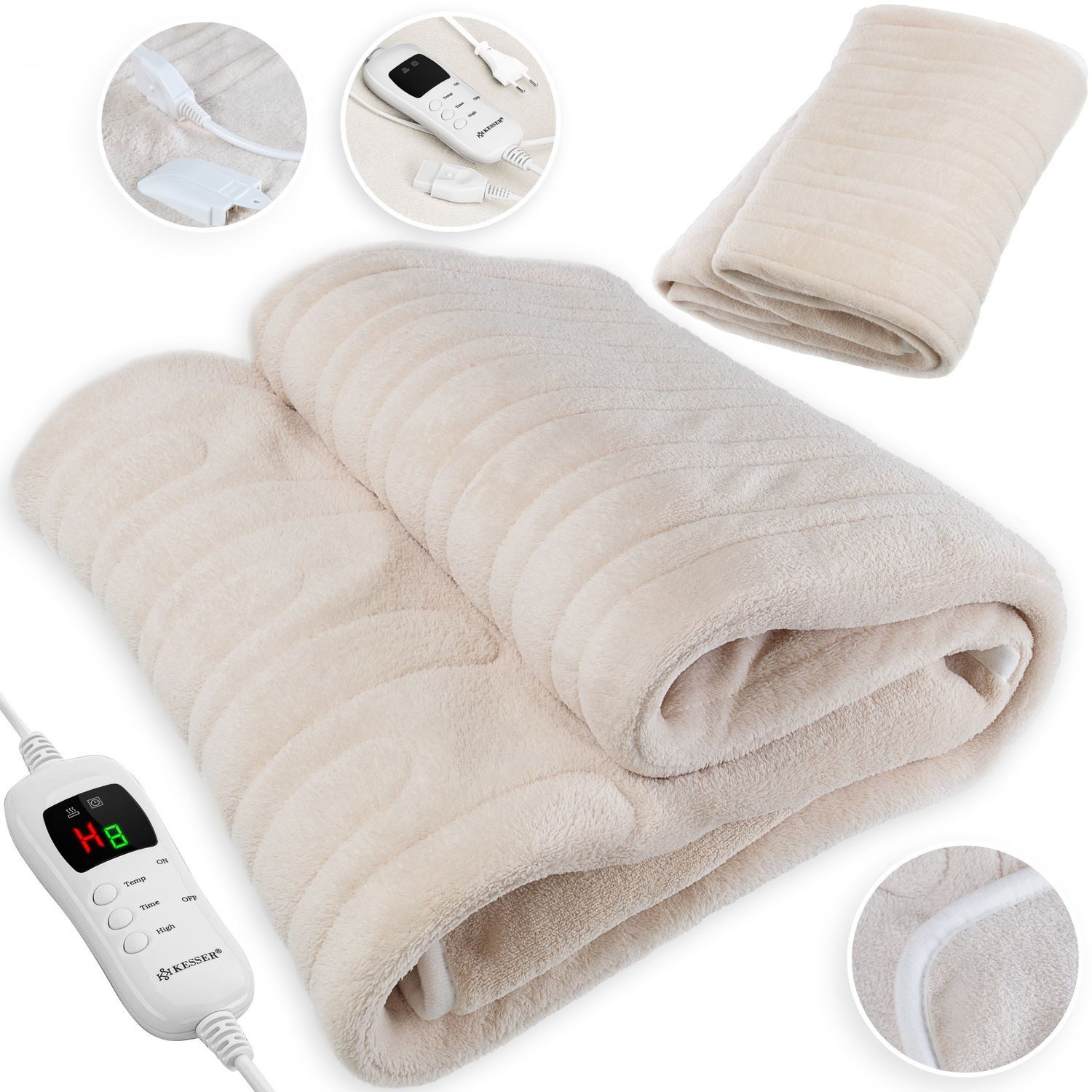 KESSER Heizdecke, elektrische Heizdecke XL Fleece 9 Heizstufen Timer