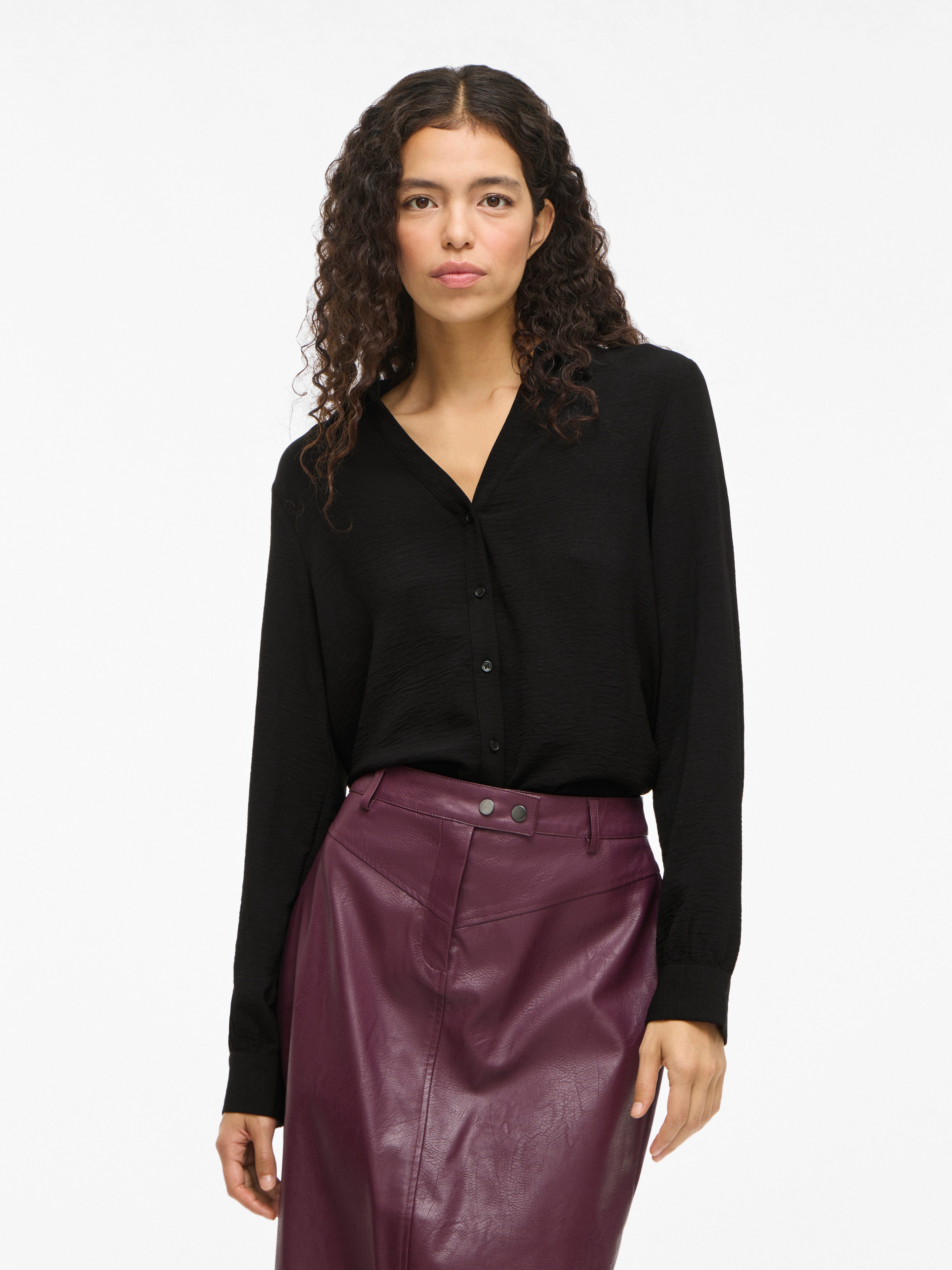 Vila Langarmbluse VIJOSA L/S V-NECK SHIRT günstig online kaufen