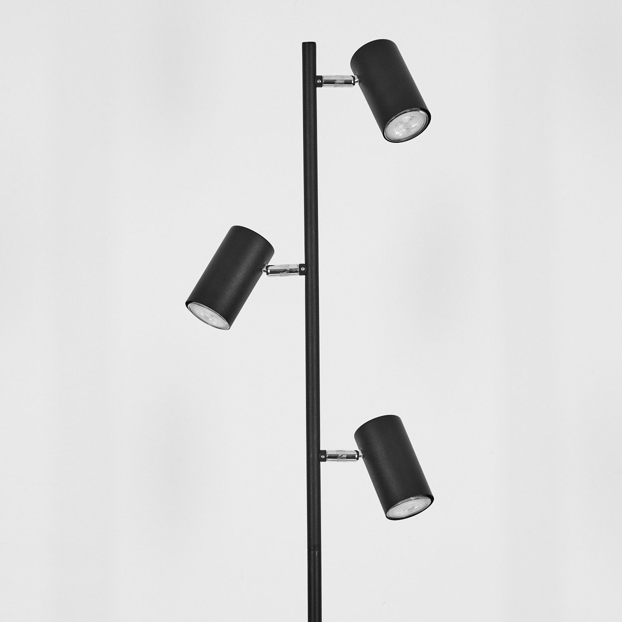 hofstein Metall, ohne Leuchtmittel, »Gambellara« Fußschalter verstellbare mit am Kabel, 3xGU10 Schirme Stehlampe Schwarz/Chromfarben, Stehlampe,
