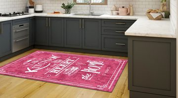 Teppich Jungengel Textilien Waschbarer Küchenteppich Kitchen Heart Rosa Pink, Jungengel Textilien, Höhe: 6 mm, Waschmaschinengeeignet, Fußbodenheizungsgeeignet