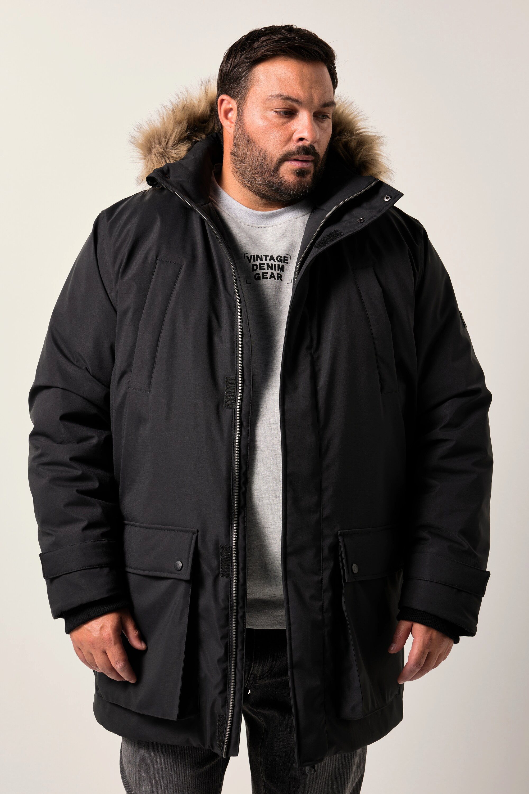 Men Plus Parka Men+ Funktions-Parka Kapuze mit Kunstfellbesatz bis 8 XL günstig online kaufen