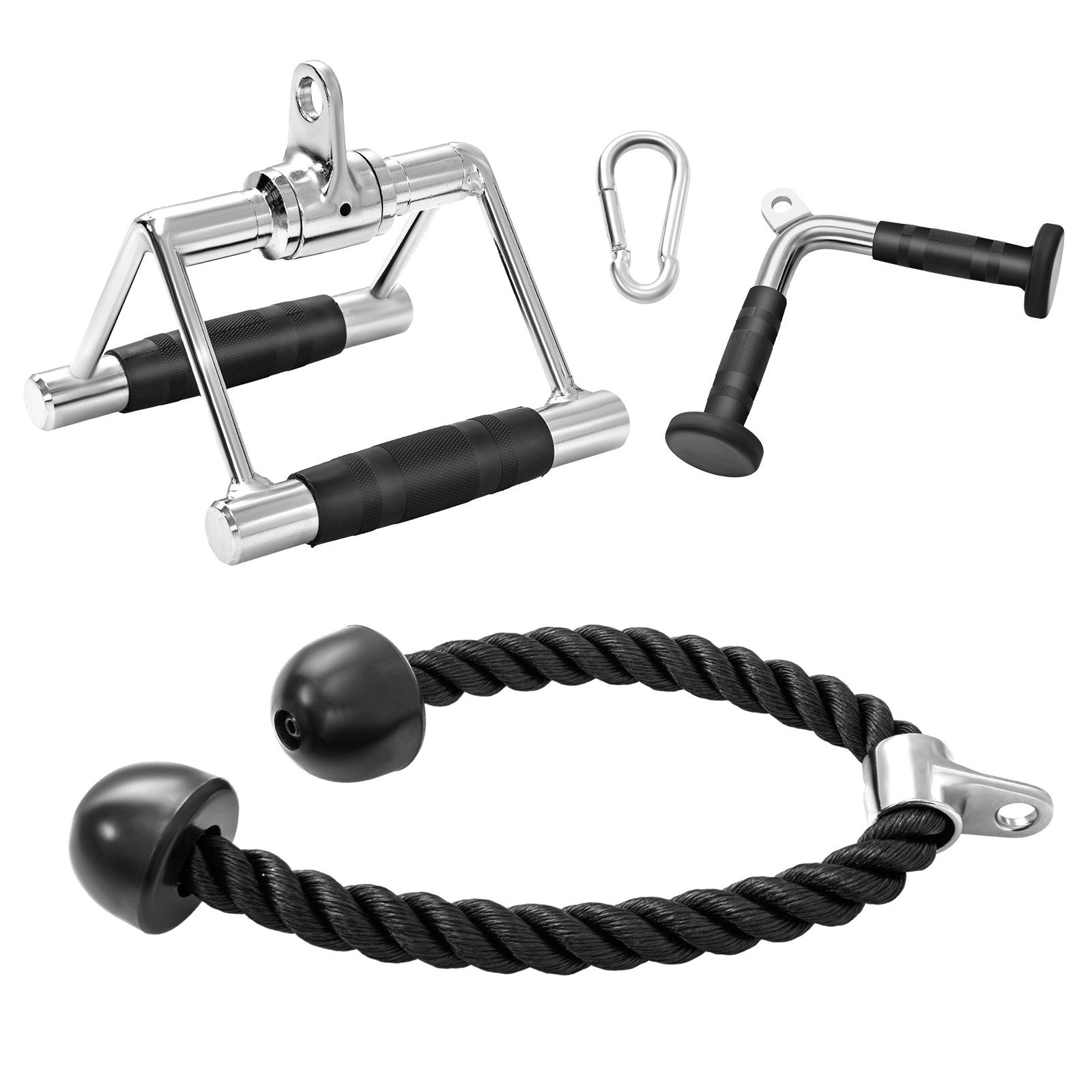 COSTWAY Trainingshilfe, 3-teilige Set mit Trizepsseil, V Griff, Doppel-D-Griff