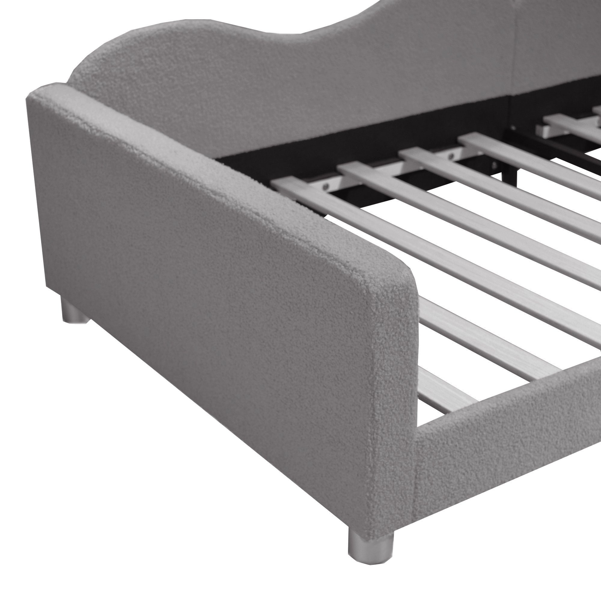 Polsterbett, Kinderbett Schlafsofa mit Lattenrost 90x200cm, Teddystoff