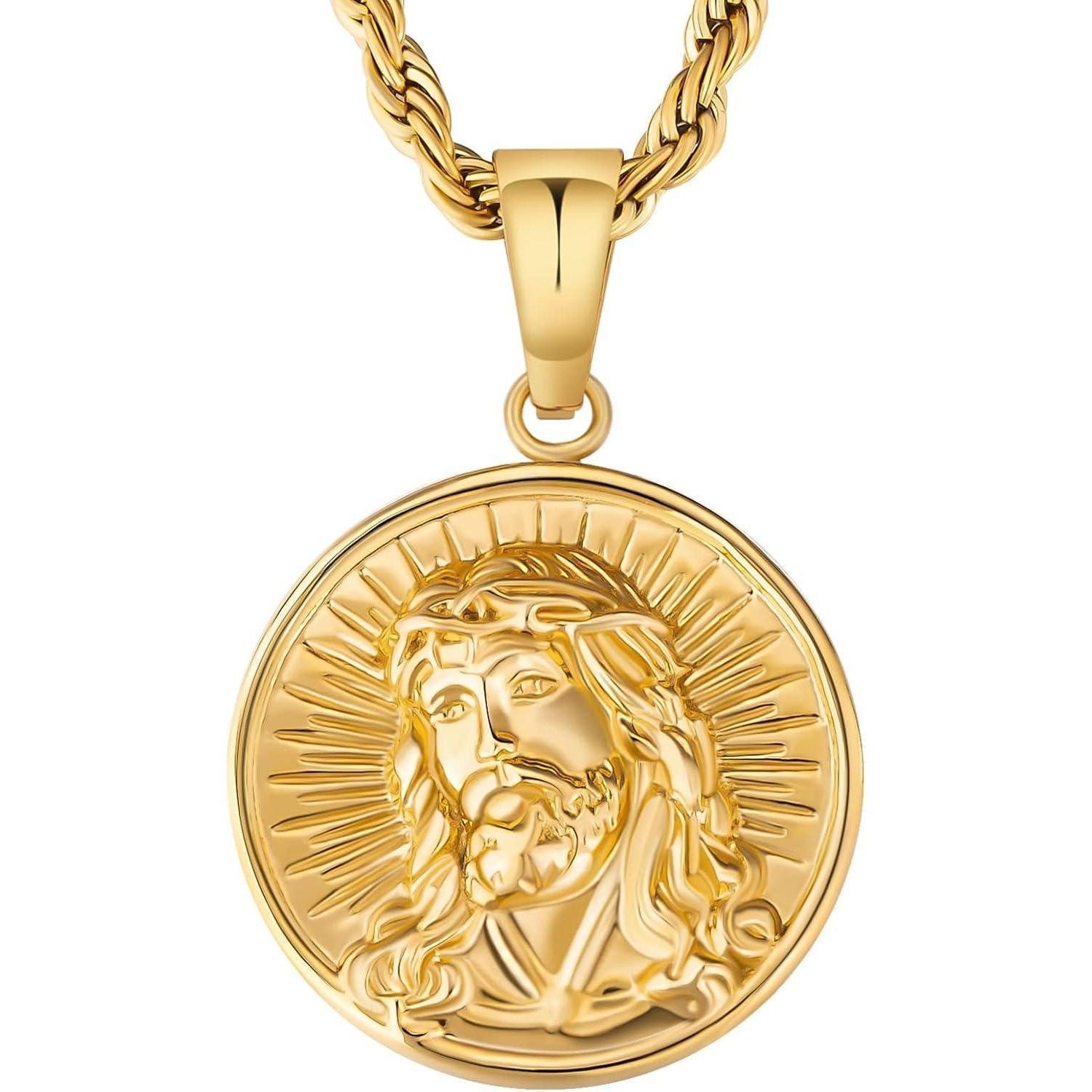 LuxusKollektion Kette und Anhänger Set Herren Kette Jesus Goldkette Münze A günstig online kaufen