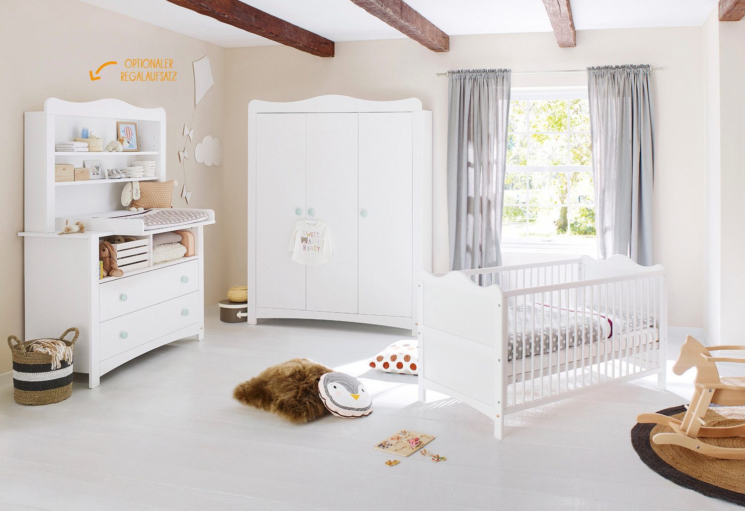 Pinolino® Babymöbel-Set Kinderzimmer-Set 'Florentina' extrabreit groß inkl. extrabreitem R…