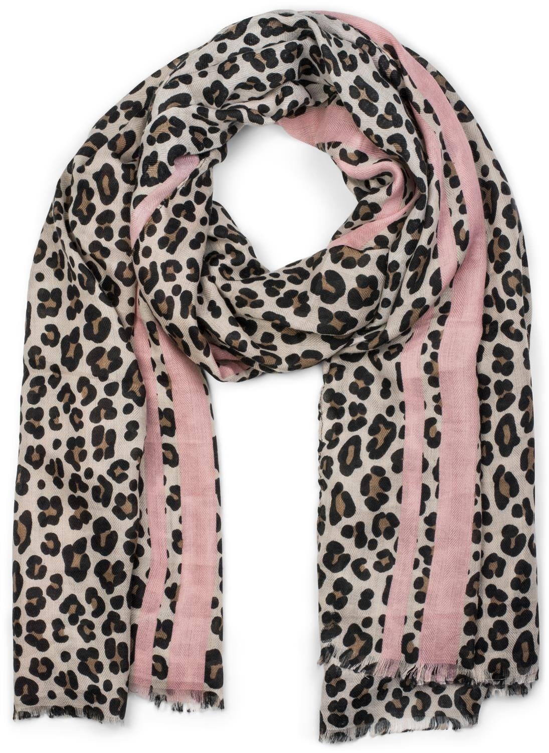 Modeschal Weicher Schal mit Leoparden Print und Streifen
