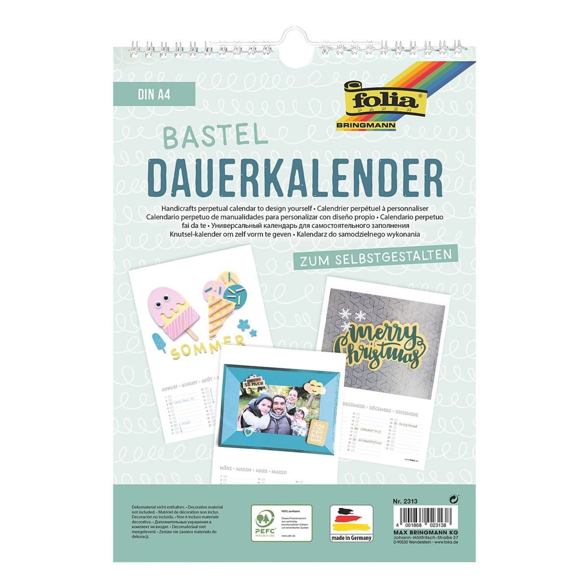 Folia Kalender zum Selbstbasteln, mit immerwährendem Kalendarium