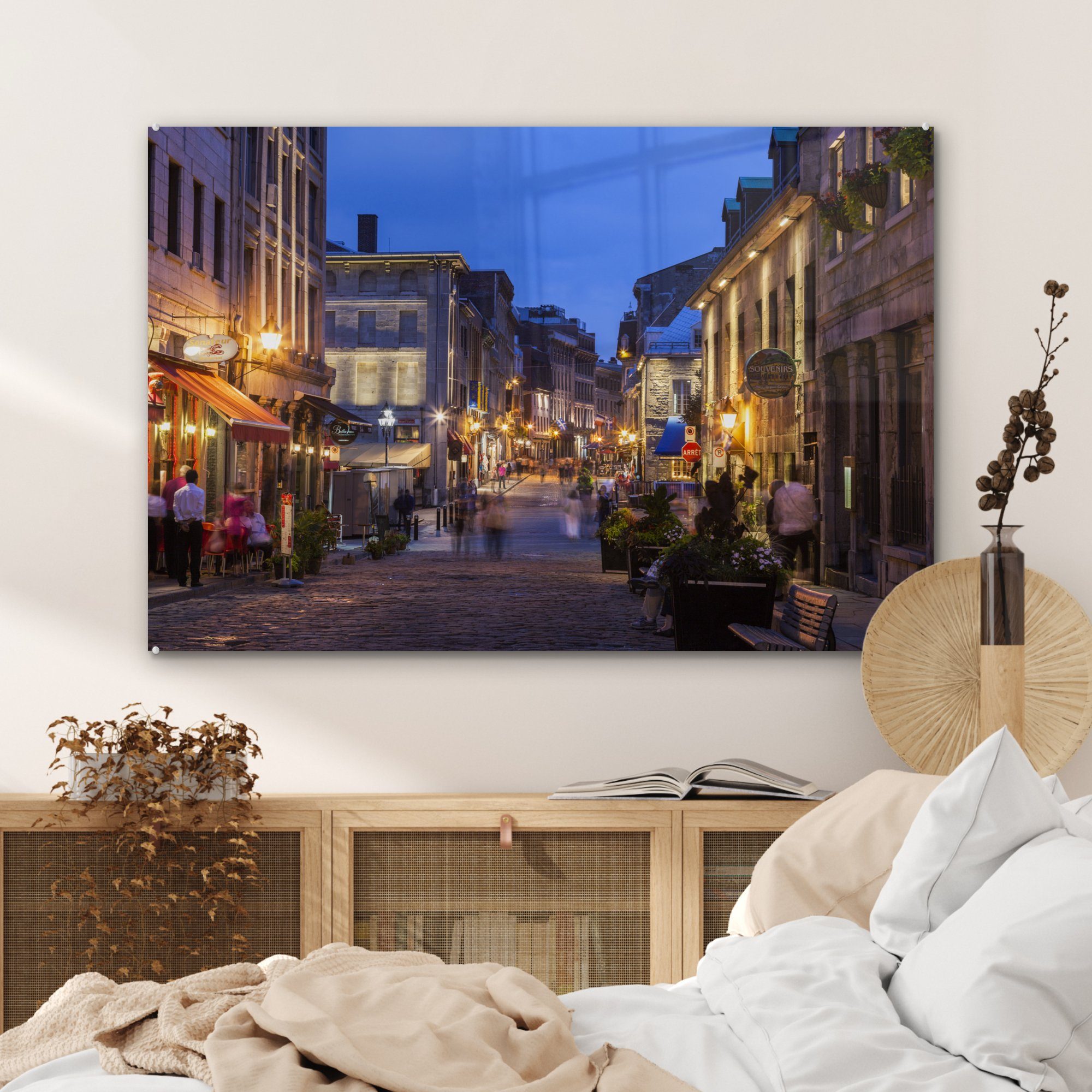 & (1 Wohnzimmer MuchoWow Straße Schlafzimmer bei Montrealer Nacht, St), Acrylglasbild Acrylglasbilder