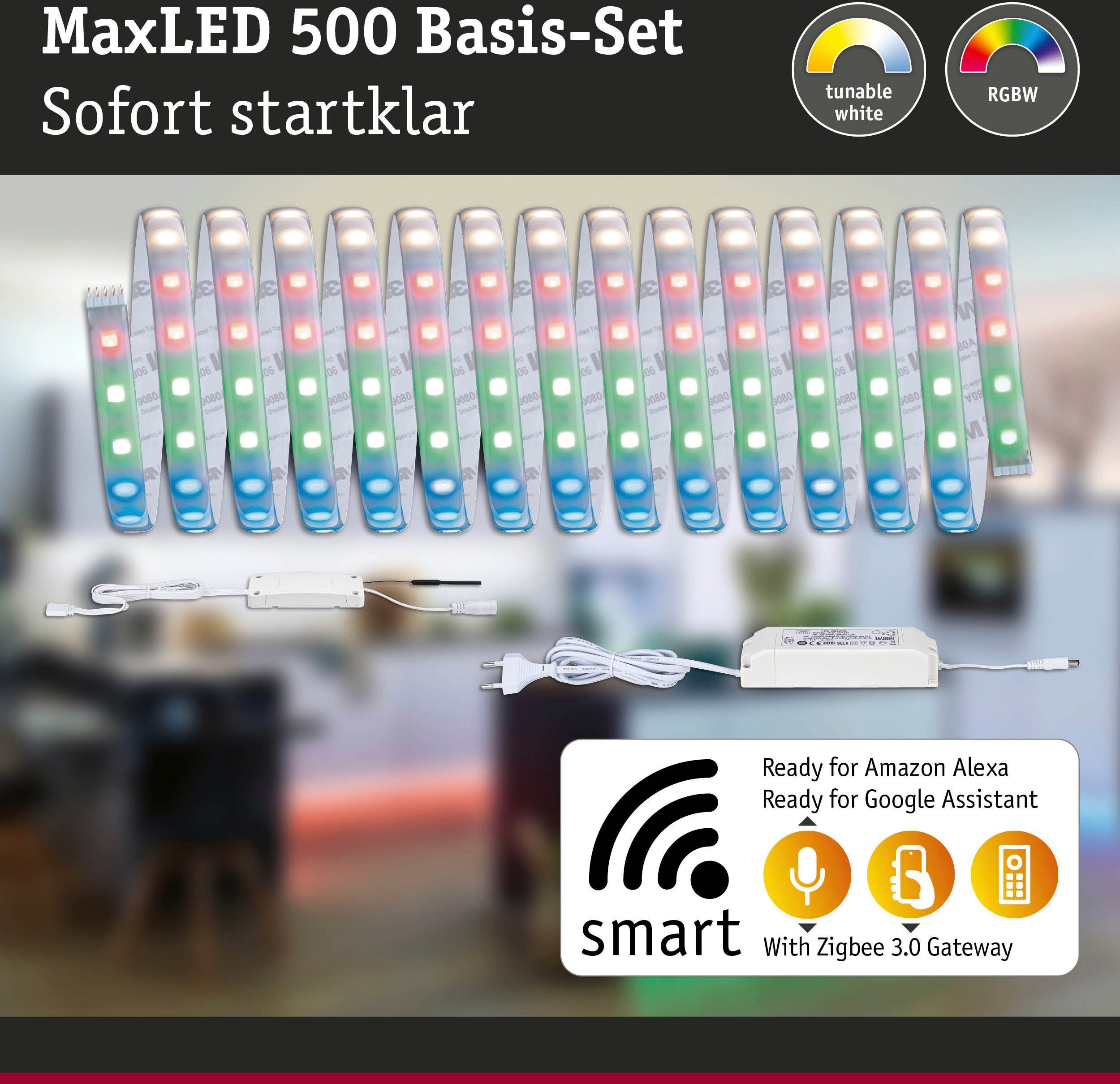 beschichtet, IP44 Zigbee LED-Streifen Paulmann RGBW 500 1-flammig Home 5m Smart 2000lm 33W MaxLED