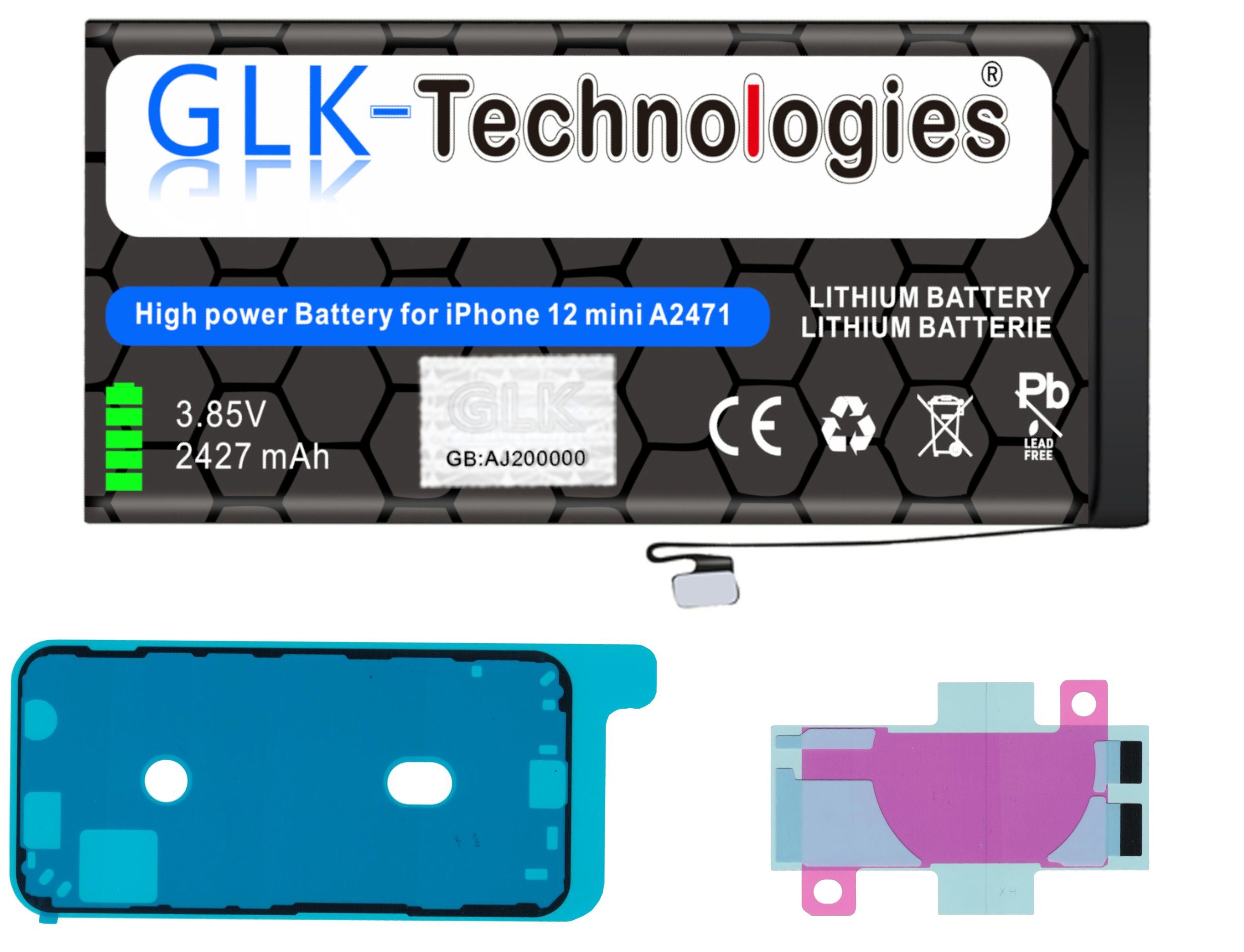 2X inkl. GLK Mini GLK-Technologies Akku für Klebebandsätze 12 iPhone Handy-Akku A2176