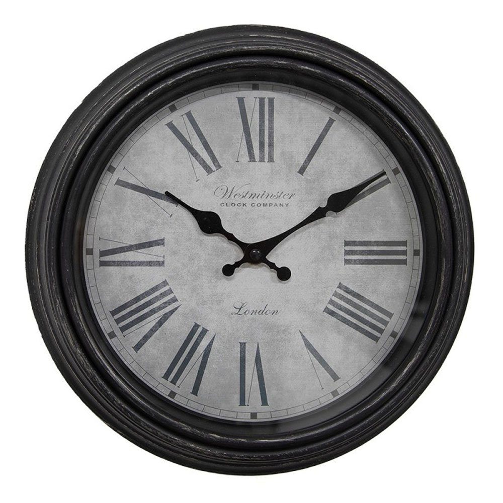 Clayre & Eef Wanduhr Wanduhr WESTMINSTER braun mit römischen Zahlen D29cm shabby chic