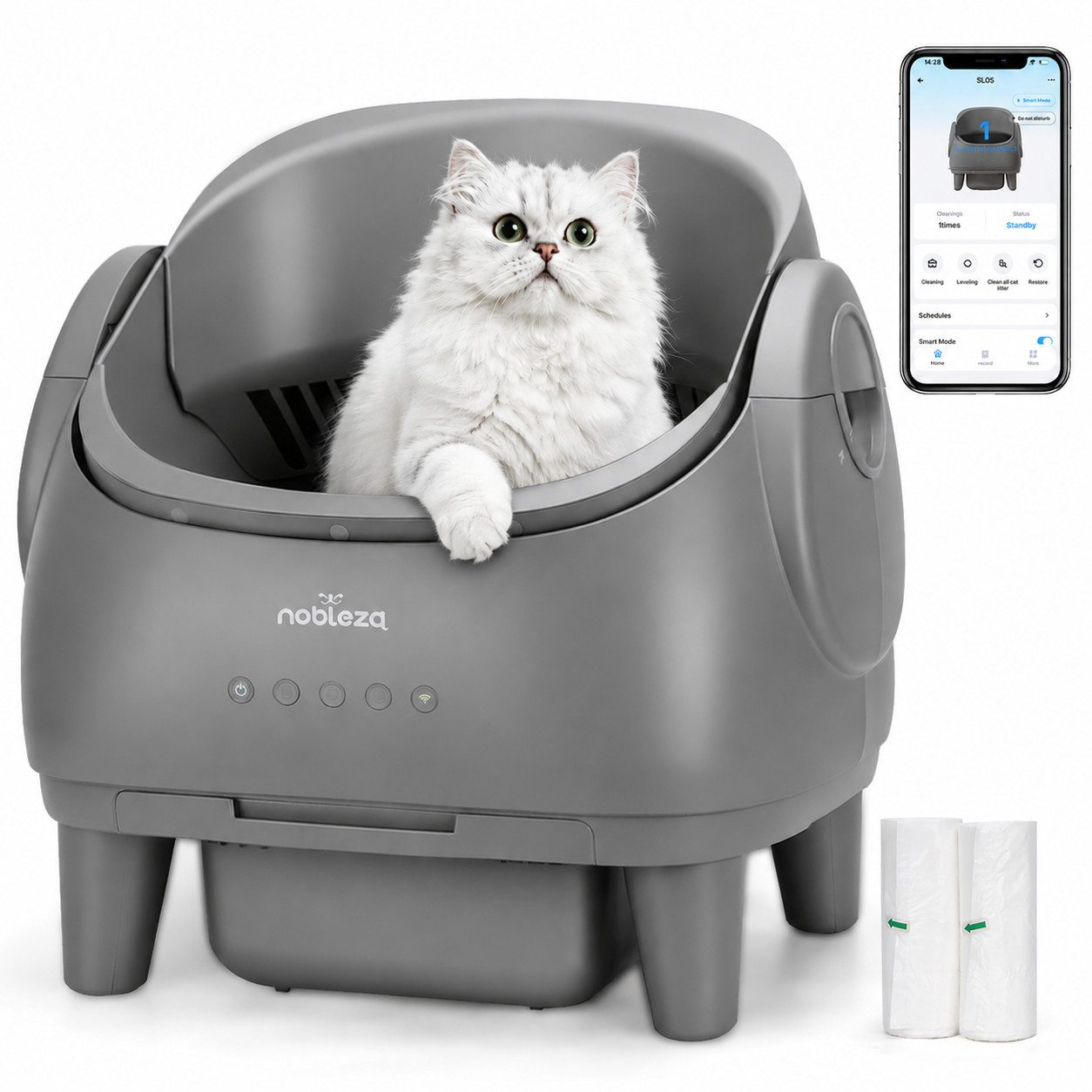 nobleza Katzentoilette Selbstreinigende Katzentoilette, App-Steuerung,offener Oberseite