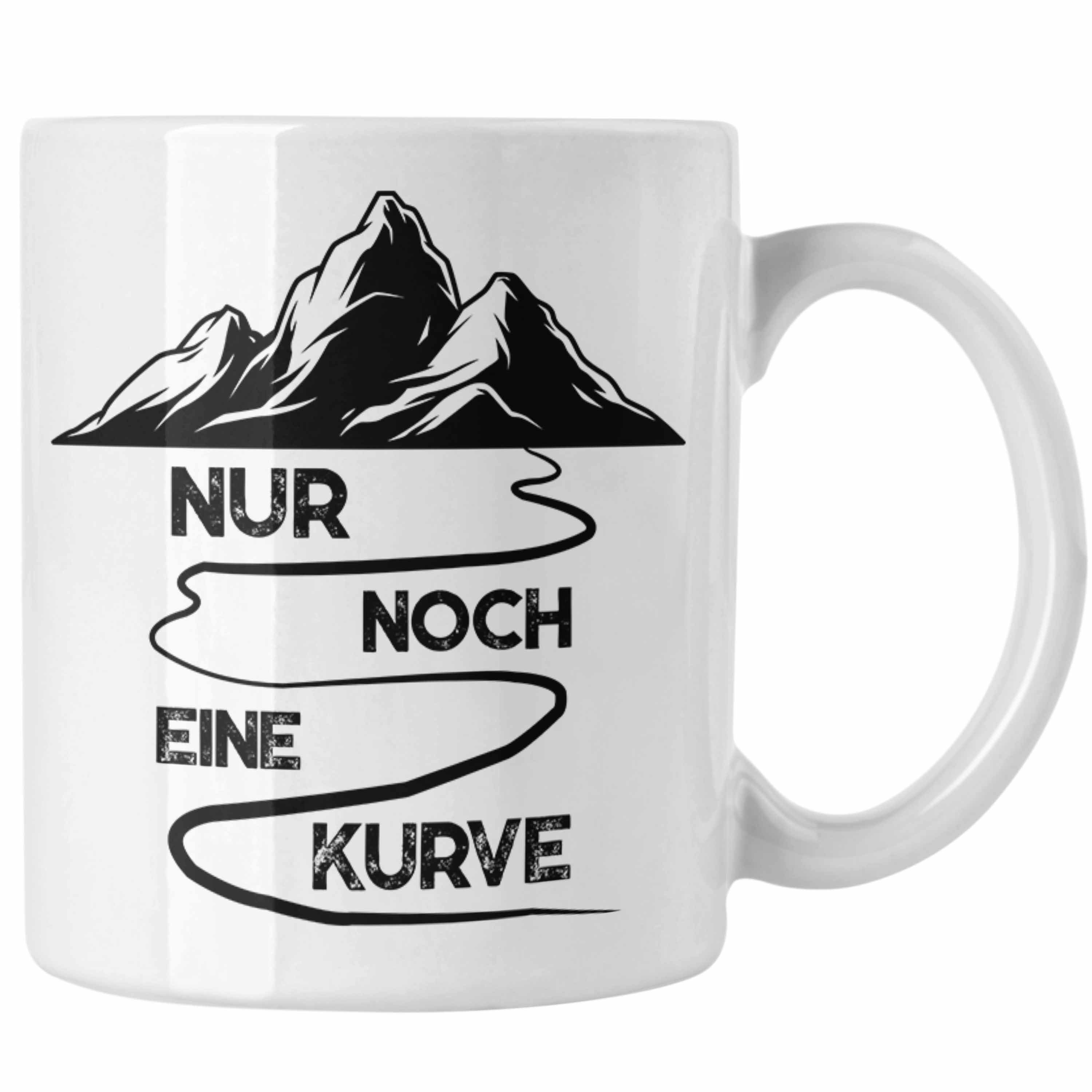 Trendation Tasse Trendation - Wandern Tasse Geschenk Wanderer Nur Noch Eine Kurve Geschenkidee Berge Alpen Geschenke Weiss
