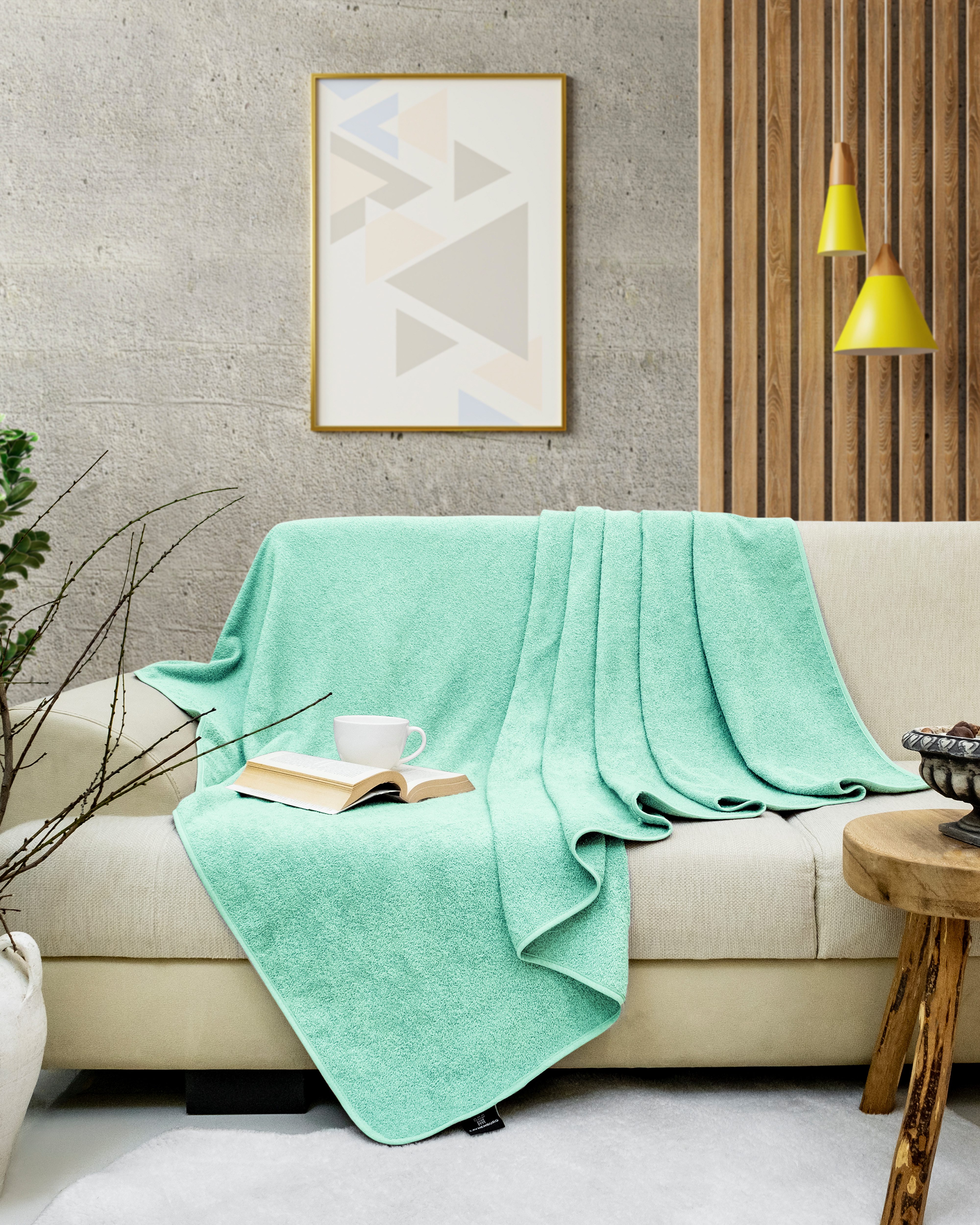 Wohndecke Frotteedecke 100% Baumwolle - Sommerdecke, Kuscheldecke, Laynenburg, Baumwolldecke als Sommer, Bett-Überwurf, Couch-Überwurf, Sofa-Decke – Bild 5 von 5