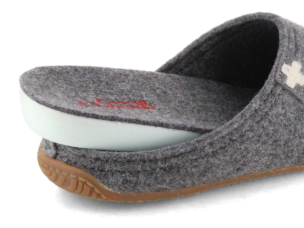 Living Kitzbühel Filzpantoffeln Gipfelkreuz, grau Hausschuh reine Schurwolle