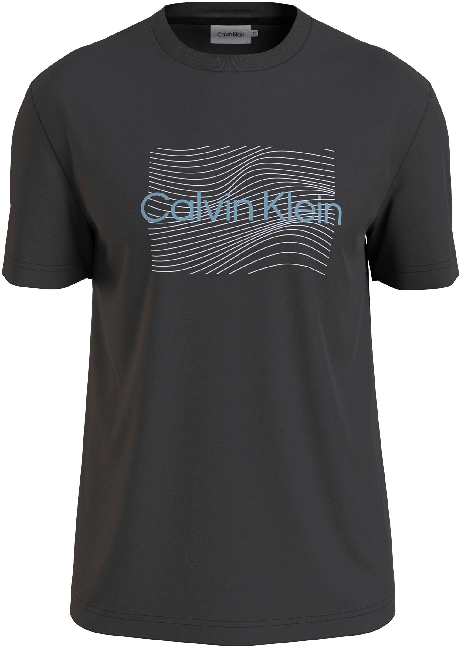 Calvin Klein T-Shirt WAVE LINES T-SHIRT LOGO Markenlabel HERO mit