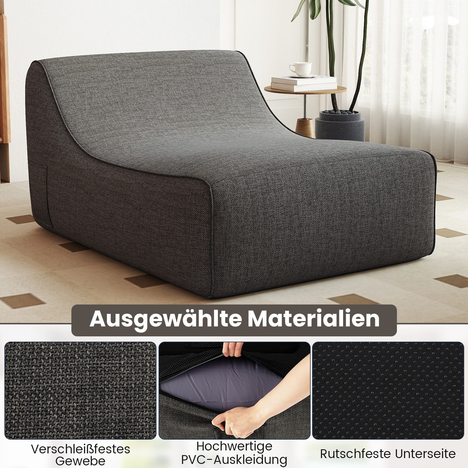 KOMFOTTEU Luftsofa, aufblasbarer Liegesessel mit abnehmbarem & waschbarem Bezug
