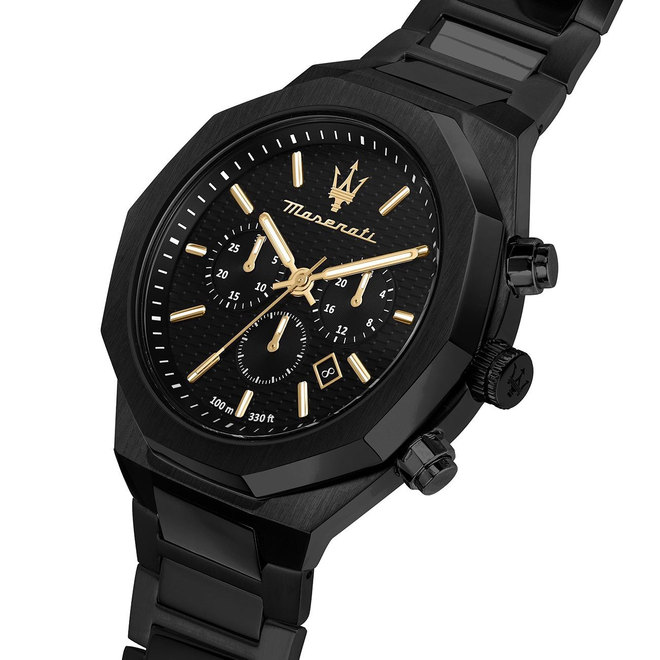 MASERATI Chronograph Maserati Herren Chronograph STILE, (Chronograph), Herrenuhr rund, groß (ca. 45mm) Edelstahlarmband, Made-In Italy
