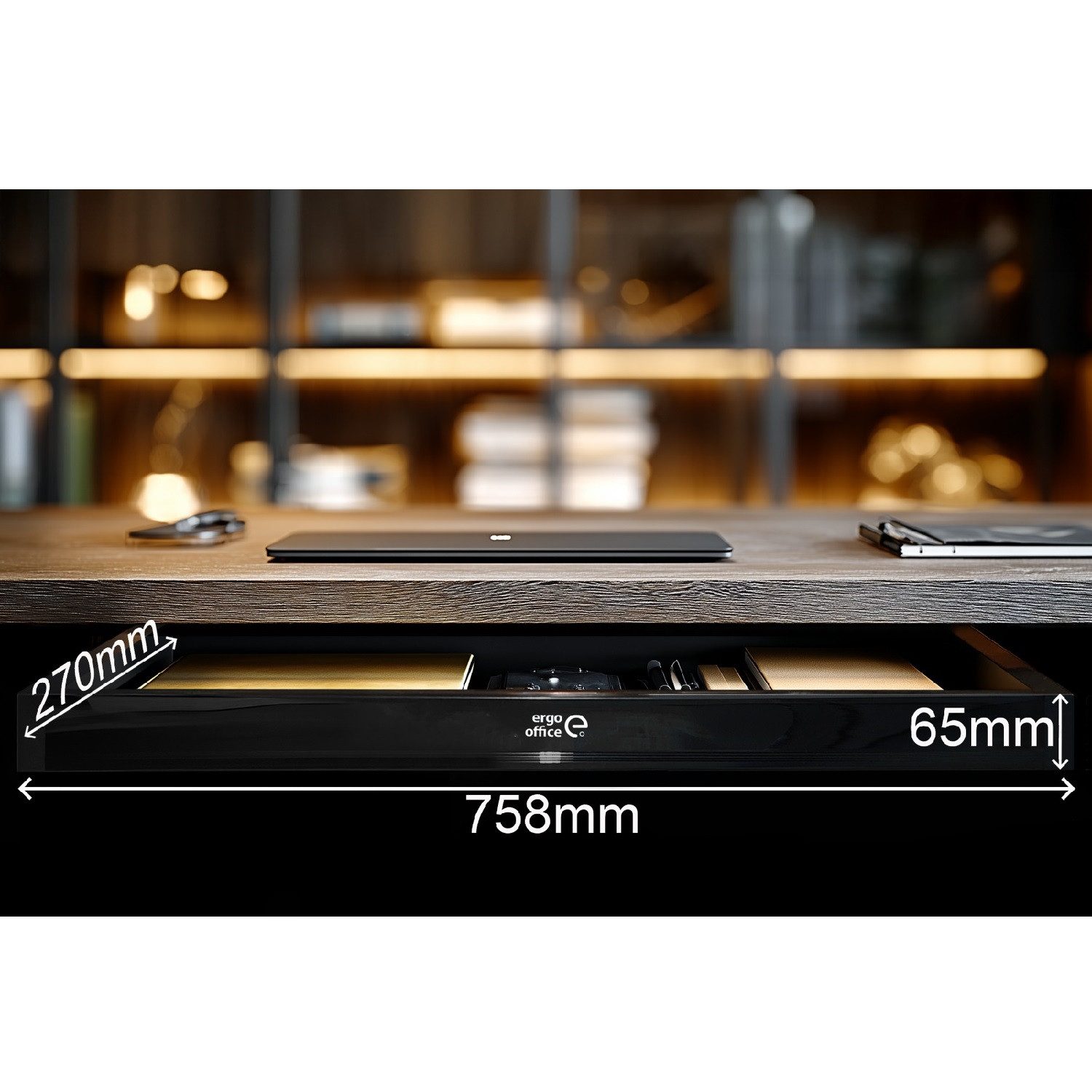 Ergo Office Schublade ER-302 Flache Schubladenunterbau 75,8 cm (1 St), Schublade mit Führungen max. Belastung 10 kg