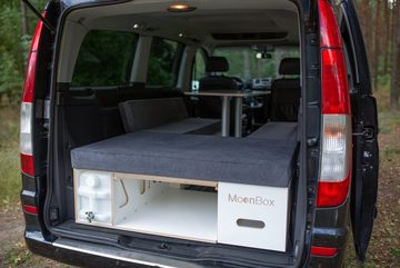 Mayaadi Home Campingliege MoonBox Campingbox Campingküche Bettfunktion Schlafsystem VW Van Kombi Flexible Alternative zum Wohnmobil