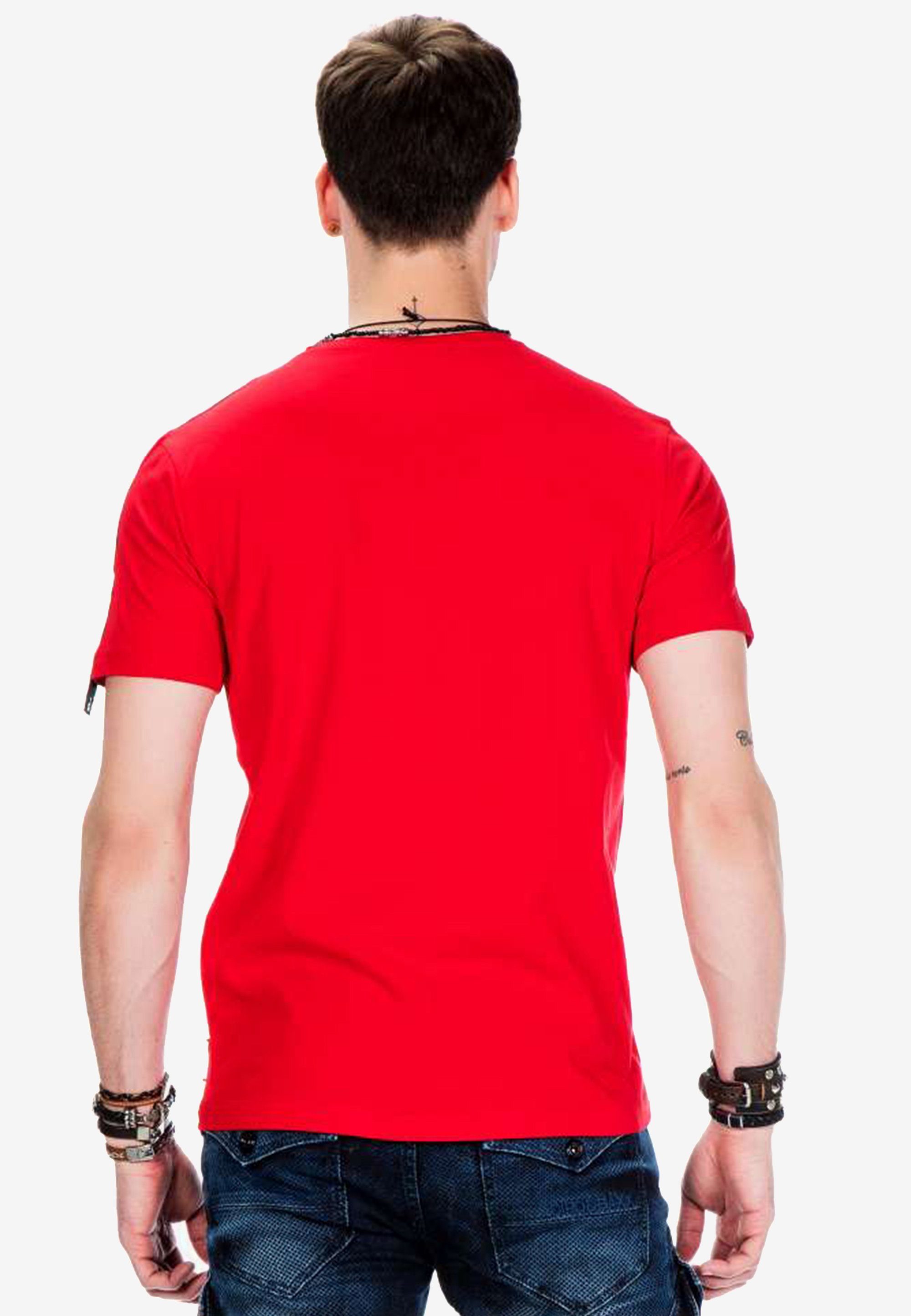 mit Cipo rot T-Shirt Baxx & kleiner Motivtasche