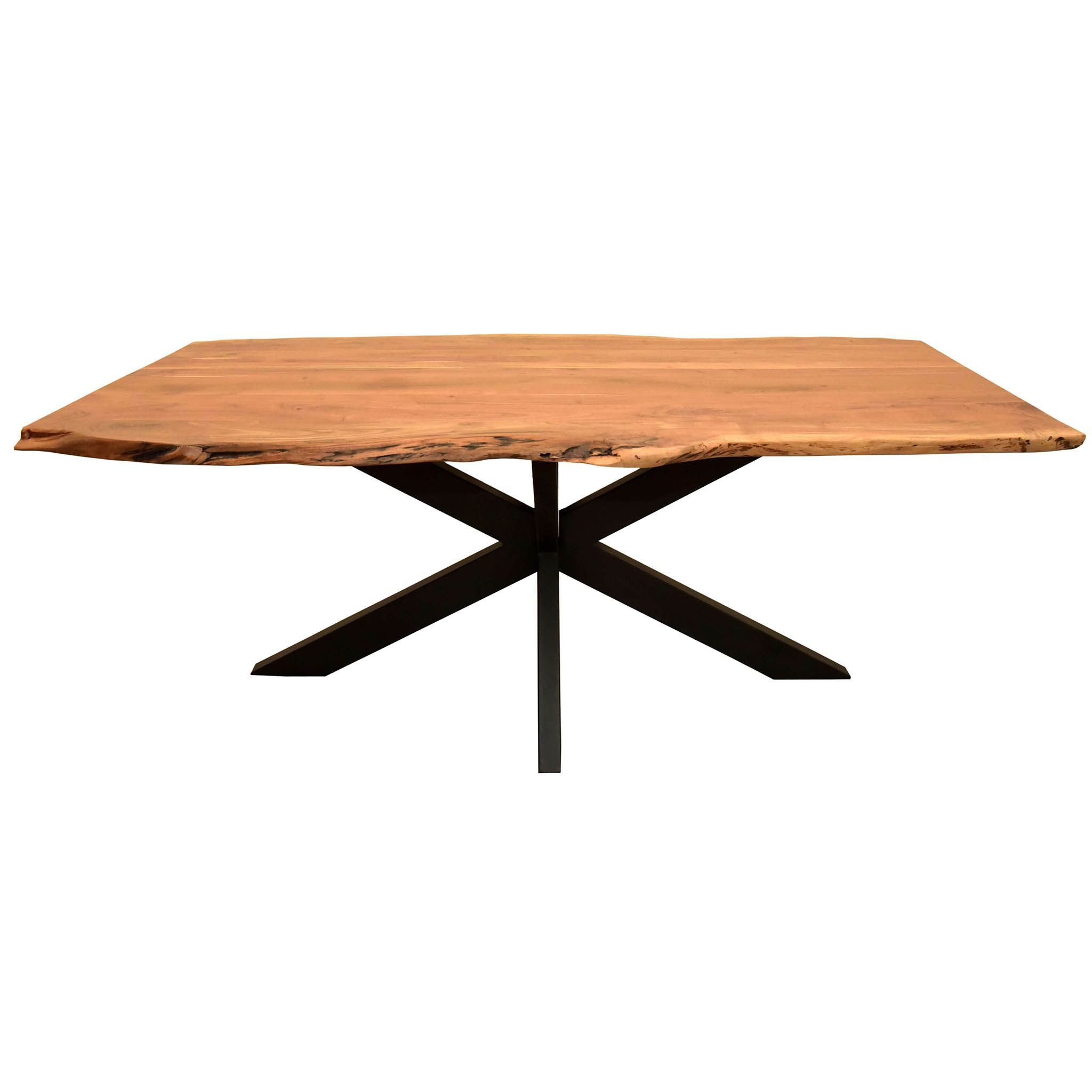 bene living Esszimmer-Set Baumkantentisch Catania und 6er Set Diningsessel San Carlo dunkelgrau, (Indoor-Möbelset, 7-St), Akazienholz-Tischplatte - drehbare Diningsessel