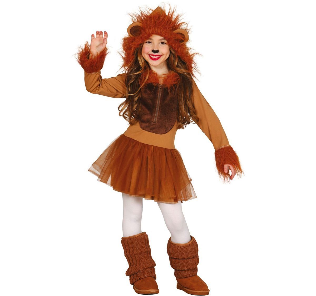 Fiestas Guirca Kostüm Löwe - Kleid mit Kapuze für Kinder