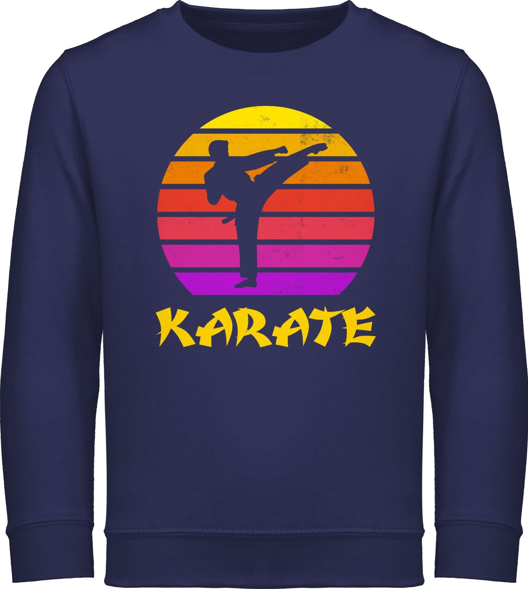 Shirtracer Sweatshirt Karate Retro Sonne 3 Blau Navy Kleidung Kinder Sport
