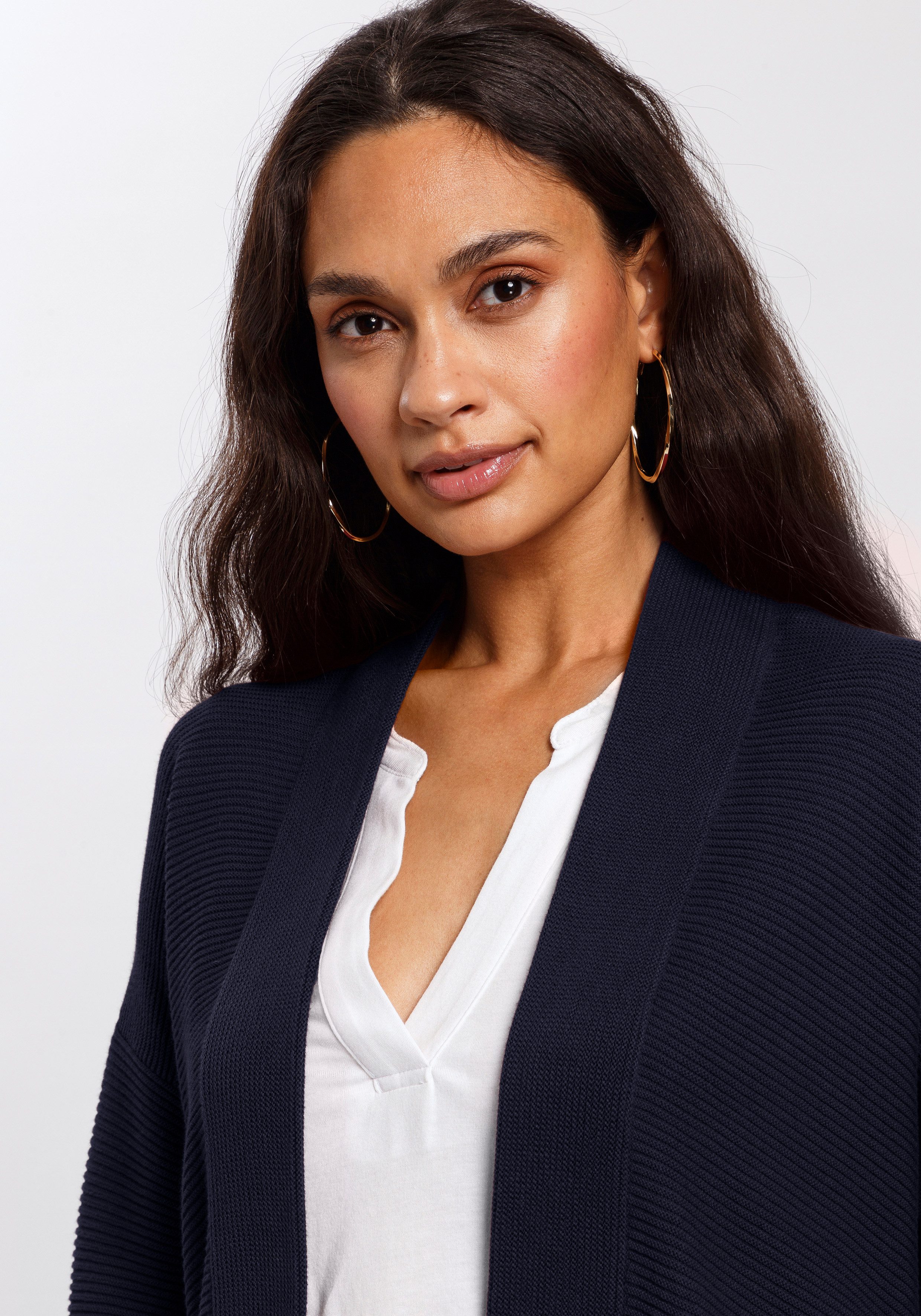 TOM TAILOR Longstrickjacke aus Rippstrick mit aufgesetzten Taschen