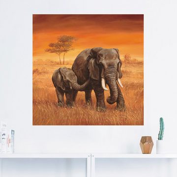 Artland Wandbild Elefanten II, Wildtiere (1 St), als Alubild, Outdoorbild, Leinwandbild, Poster, Wandaufkleber