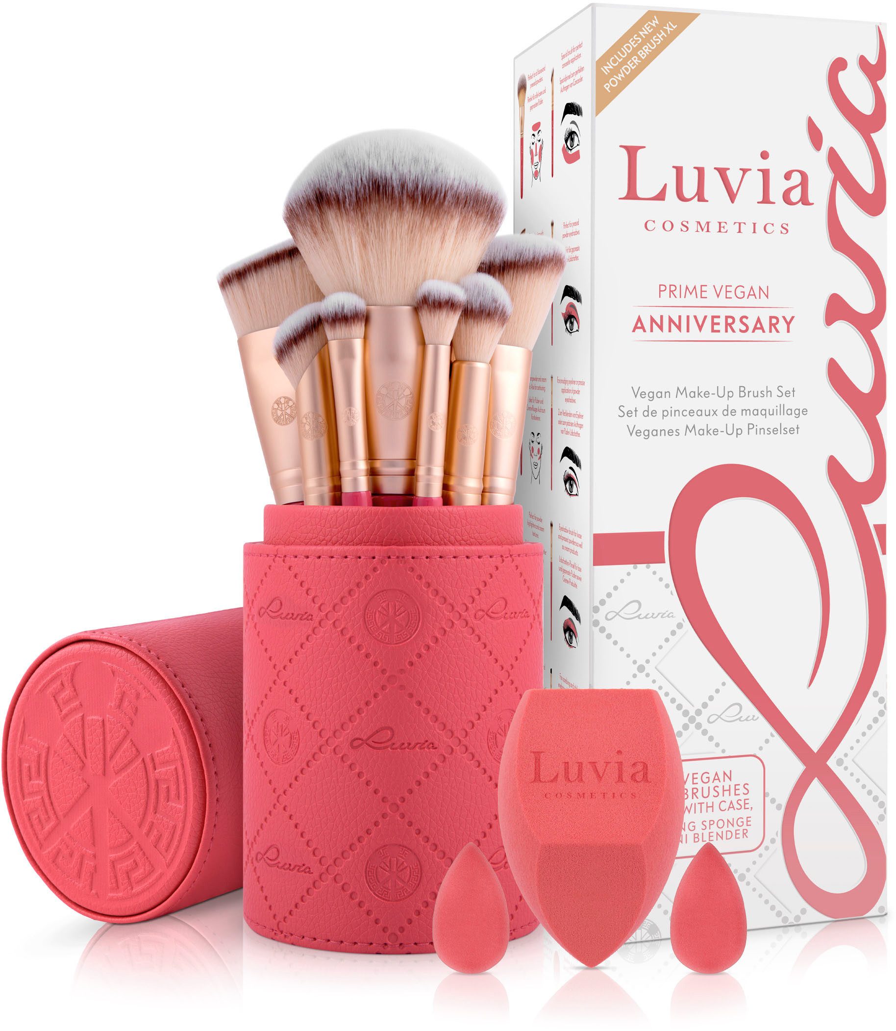 Luvia Cosmetics Puderpinsel Prime Vegan Anniversary - Brush Set, 10 tlg., Vielseitig für alle Make-up-Anwendungen.