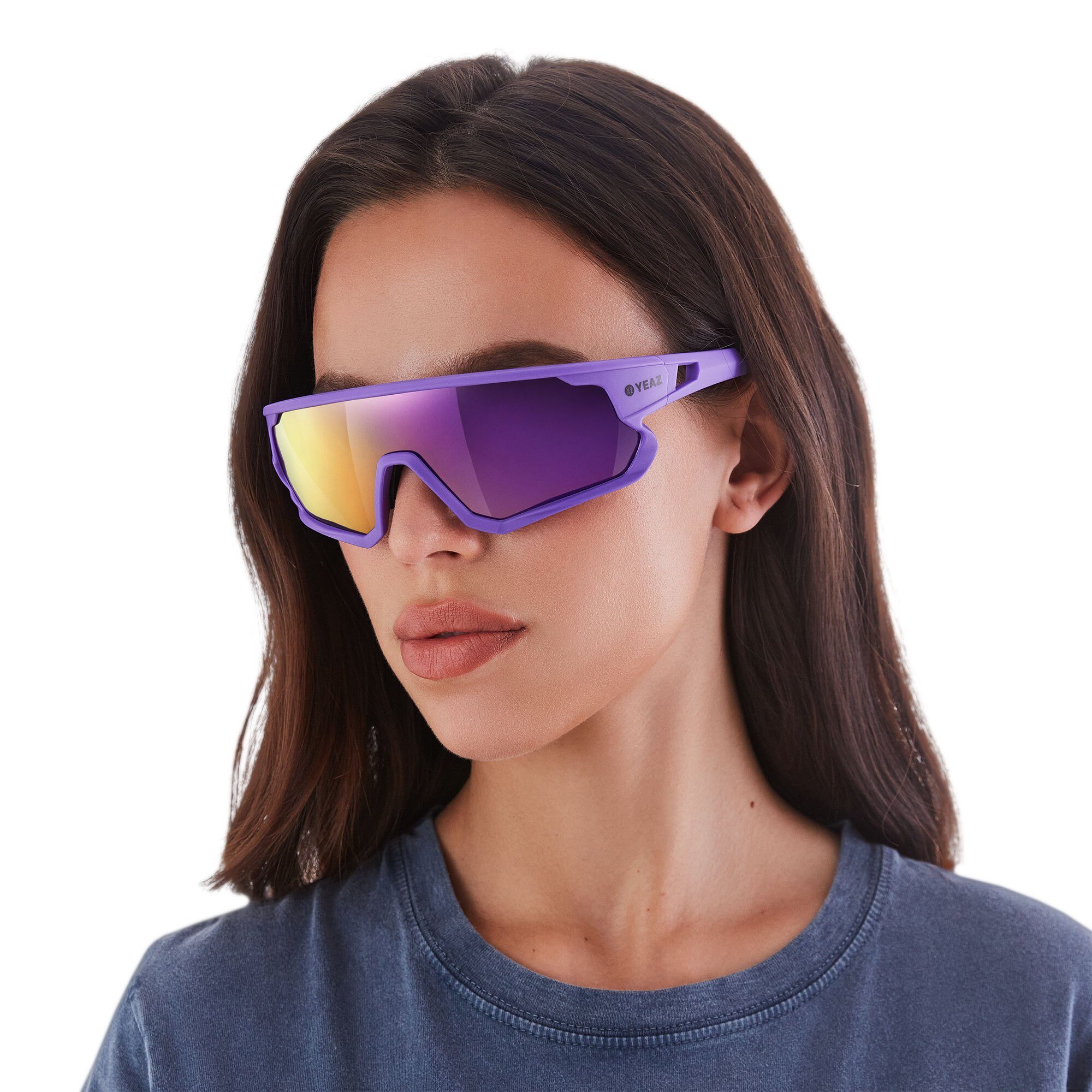 optimierter blue-magenta/purple, sport-sonnenbrille bei SUNRISE Schutz Guter YEAZ Sportbrille Sicht