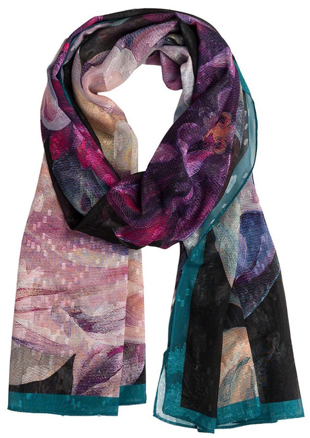 chic4home Schal Color Flow, (1-St. 1-teilig), sommerlicher Damen Schal mit Blumenmuster