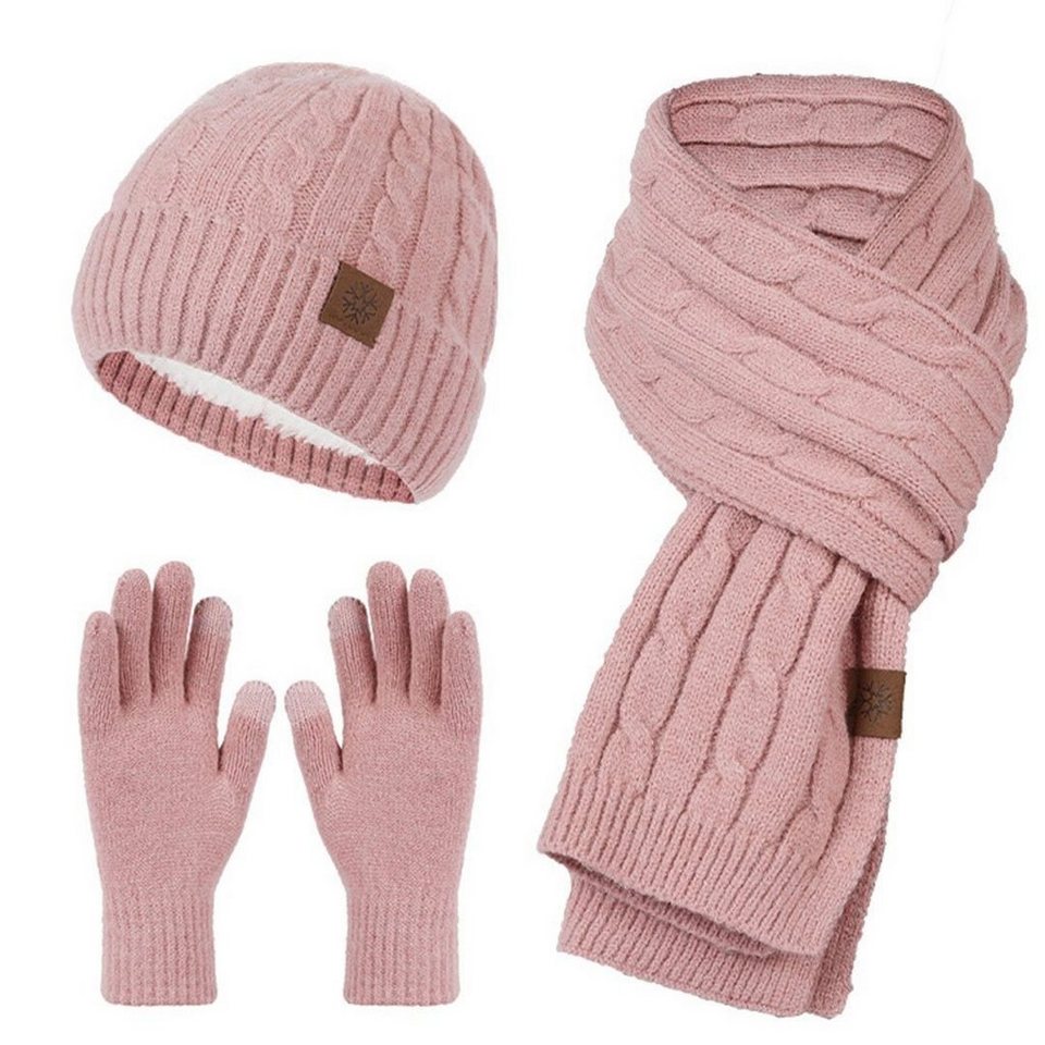 Handschuhe: AUKUU Schal Winter & für, Perfekt Kuschelige (den Strickmütze, (3-St) Strickmütze Schal