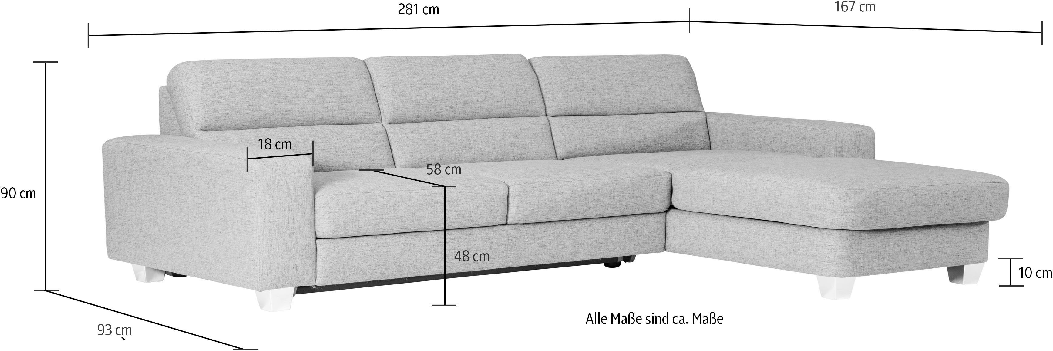 alina Ecksofa Ilana, wahlweise mit Bettfunktion und Stauraum