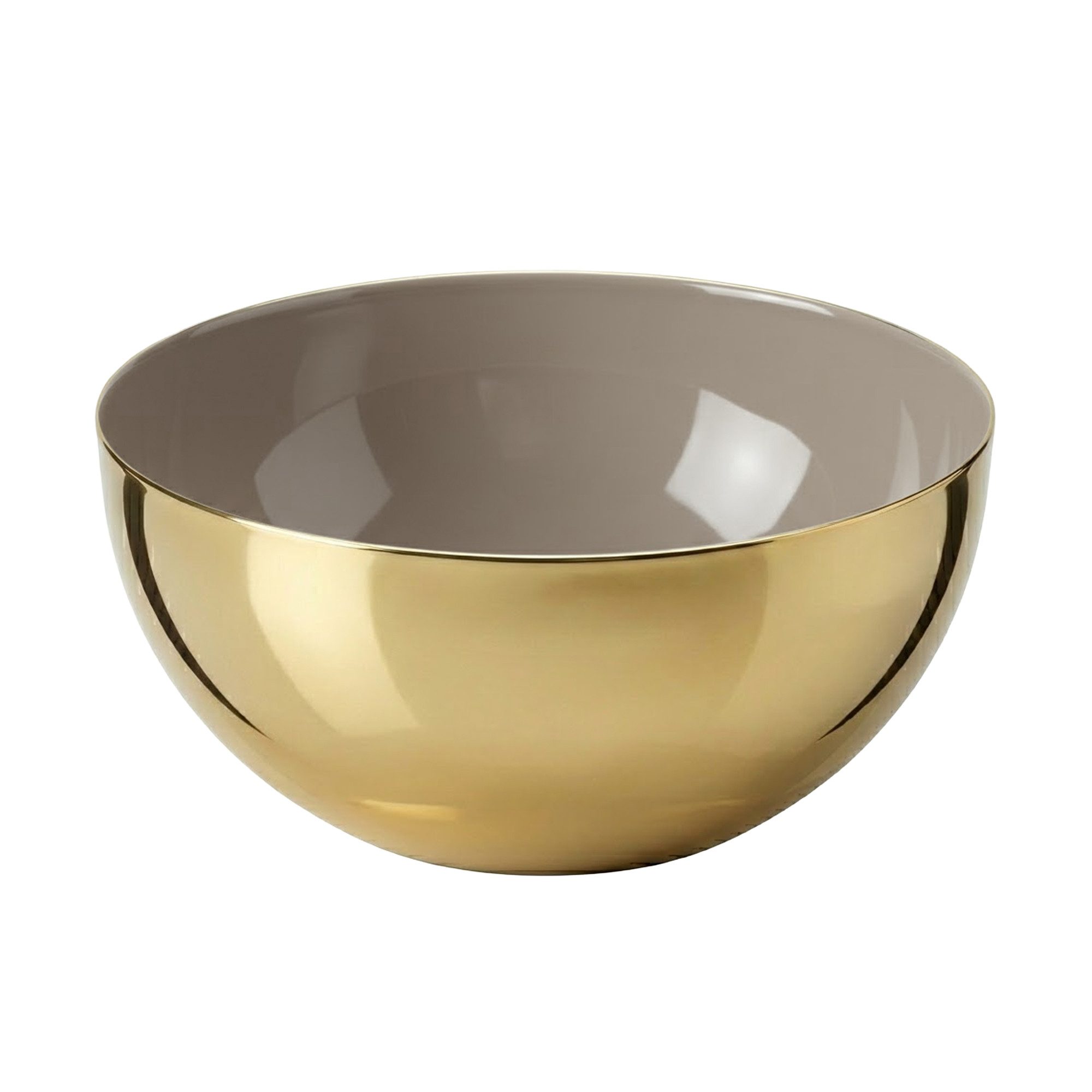 EDZARD Servierschale Liora, Messing, Ø 12,5 cm, H 5,5 cm, Messing, Gold-Finish, poliert, innen Perlbeige