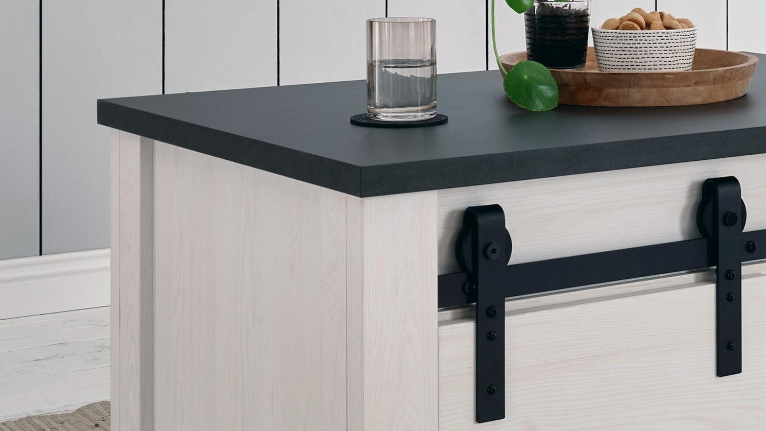 Möbel Akut Couchtisch Couchtisch Sherwood 62 Pinie weiß und anthrazit 93x60 cm