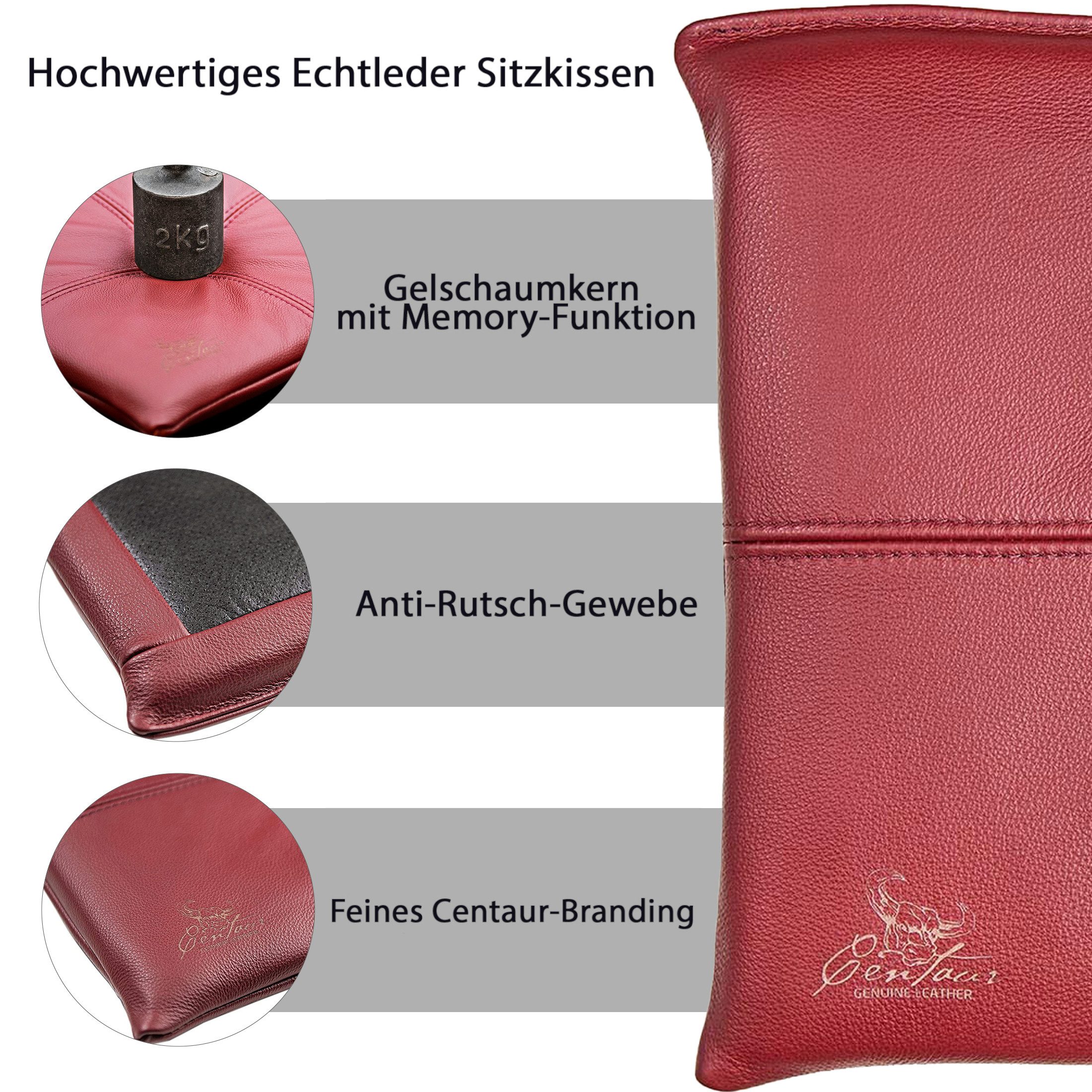 Centaur Sitzkissen aus echtem Leder, Sitzkissen, Hochwertiges Leder, echtes Rindleder, Antirutschfunktion, Handarbeit
