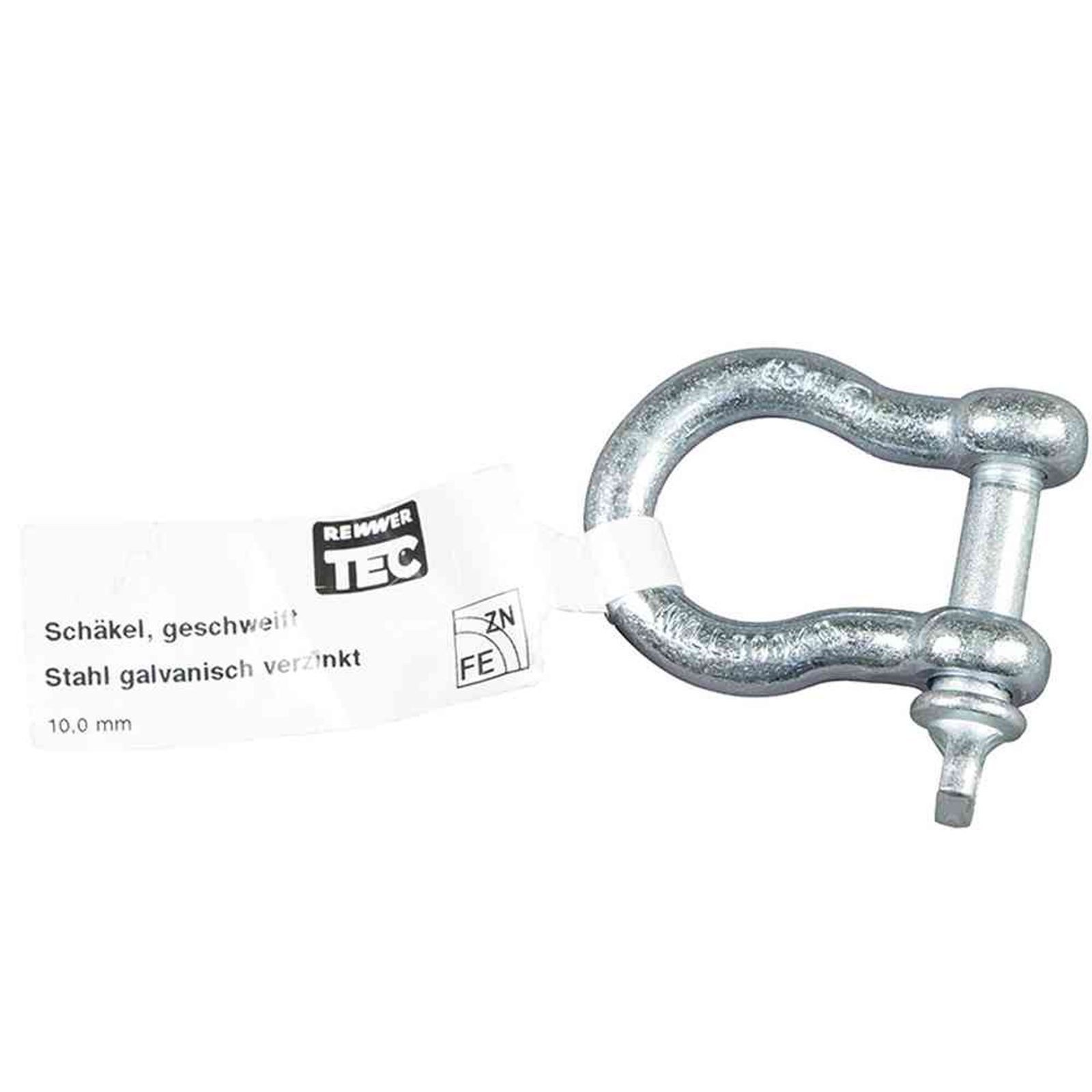 REWWER-TEC Schäkel Schäkel geschwungen 10 mm, verzinkt, mit EAN-Fähnchen