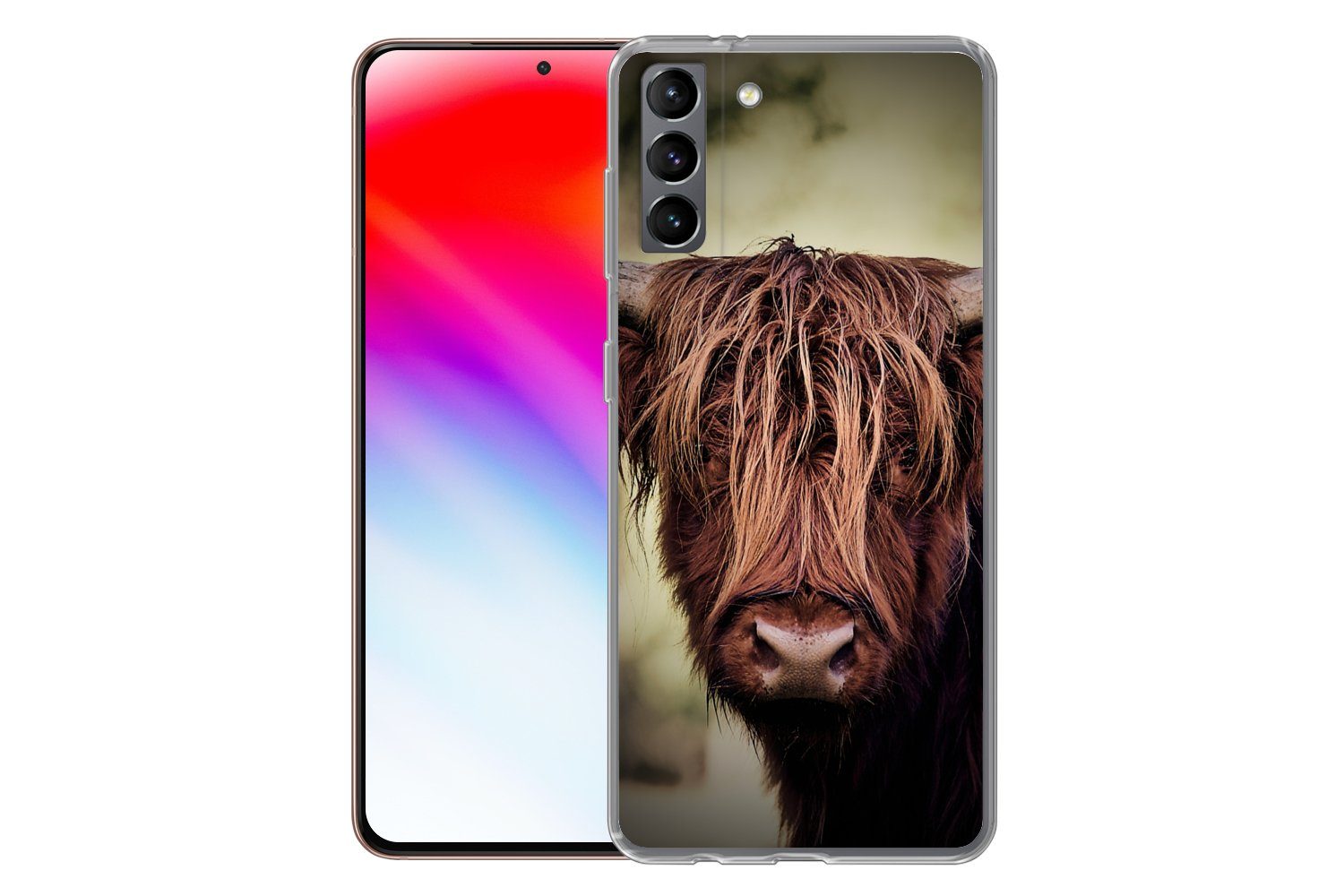 MuchoWow Handyhülle für Samsung Galaxy S21 Plus Schottischer Hochländer - Licht - Porträt, Phone Case, Silikon, Schutzhülle Dünn
