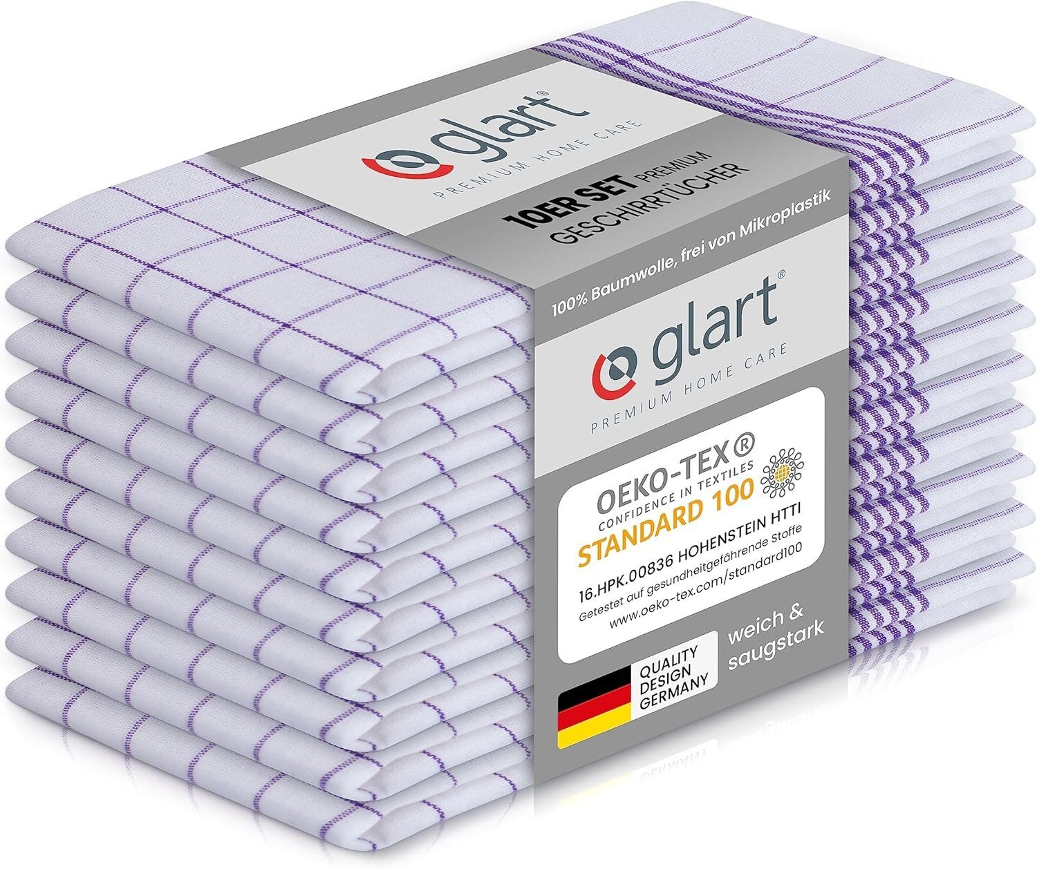 Glart Geschirrtuch 48KV2 10er Set Geschirrtücher Küchentücher 50x70 cm OEKO günstig online kaufen