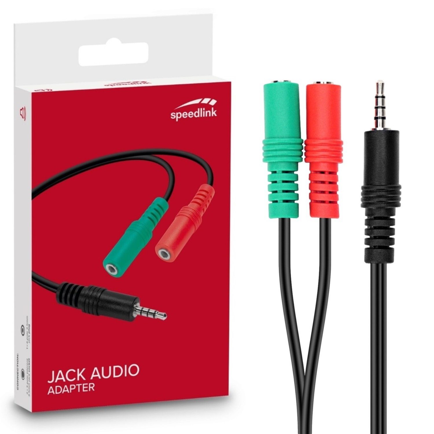 Speedlink Headset-Adapter Y Splitter Konverter Audio Video-Adapter 3,5-mm-Klinke zu 3,5mm Klinke, 1 cm, 2x 3,5mm Klinken-Kupplung zu 3,5mm Klinke-Stecker Adapter Headset