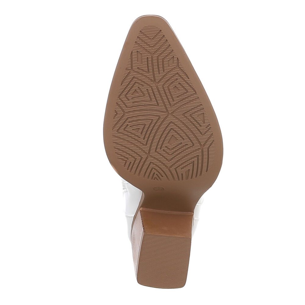 Ital-Design Elegante Westernboots für Damen mit Stickerei und Komfort Westernstiefelette (89937947) Blockabsatz Stiefeletten in Weiß