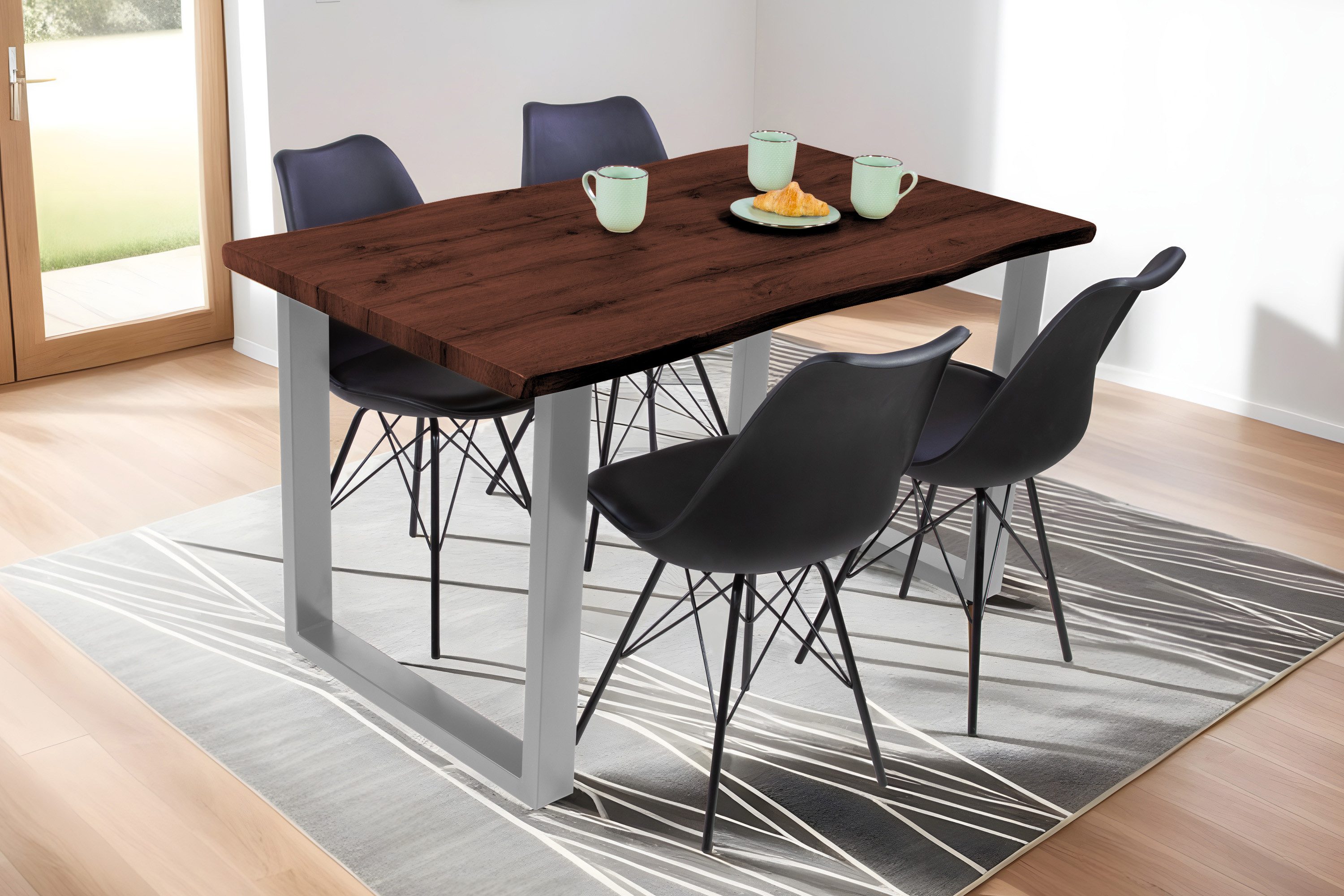Loreno® Esstisch Josy, Nussbaumholz, Baumkante, MDF-Platte, günstig online kaufen