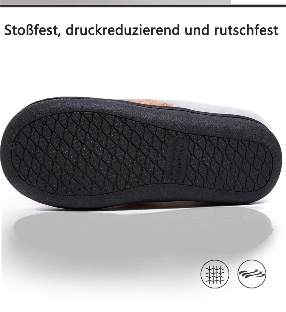 Minicloss Damen und Herren-Hausschuhe zum Reinschlüpfen Plüsch Hausschuhe Weich, beguem, rutschfest