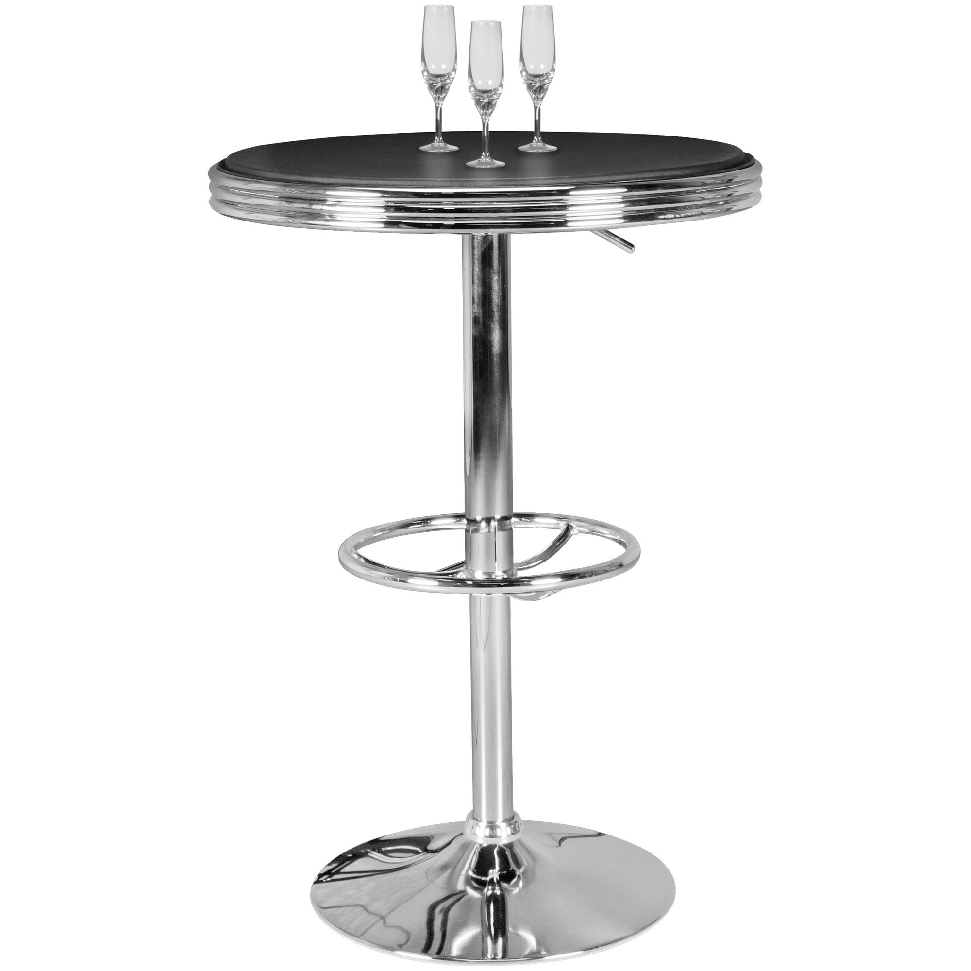 möbelando Bartisch American Diner Bartisch rund Ø 60 cm Aluminium Kunstlederbezug, Retro, 60 x 68 cm (D/H)