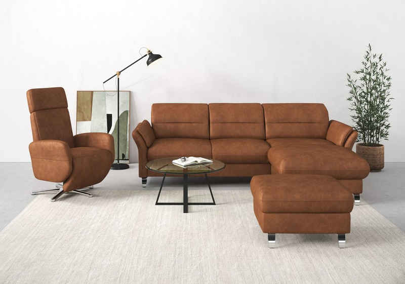 sit&more Ecksofa Grenoble L-Form, Federkern, wahlweise mit Bettfunktion, Bettkasten, Armteilverstellung